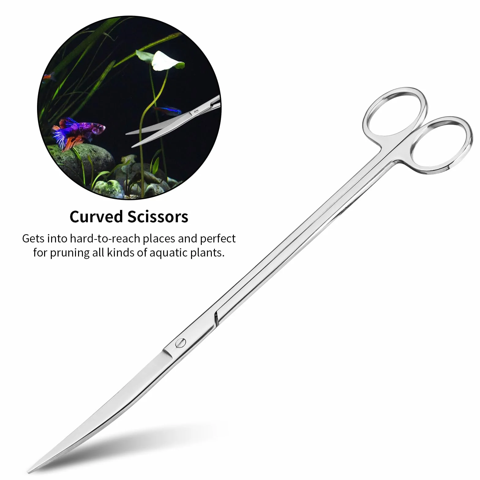 Ohtomber Aquascape Tools - Kit di 4 attrezzi per terrario, include pinzette lunghe per terrario, pinze per alimentazione, forbici per acquario, raschietto per alghe per la pulizia dell'acquario