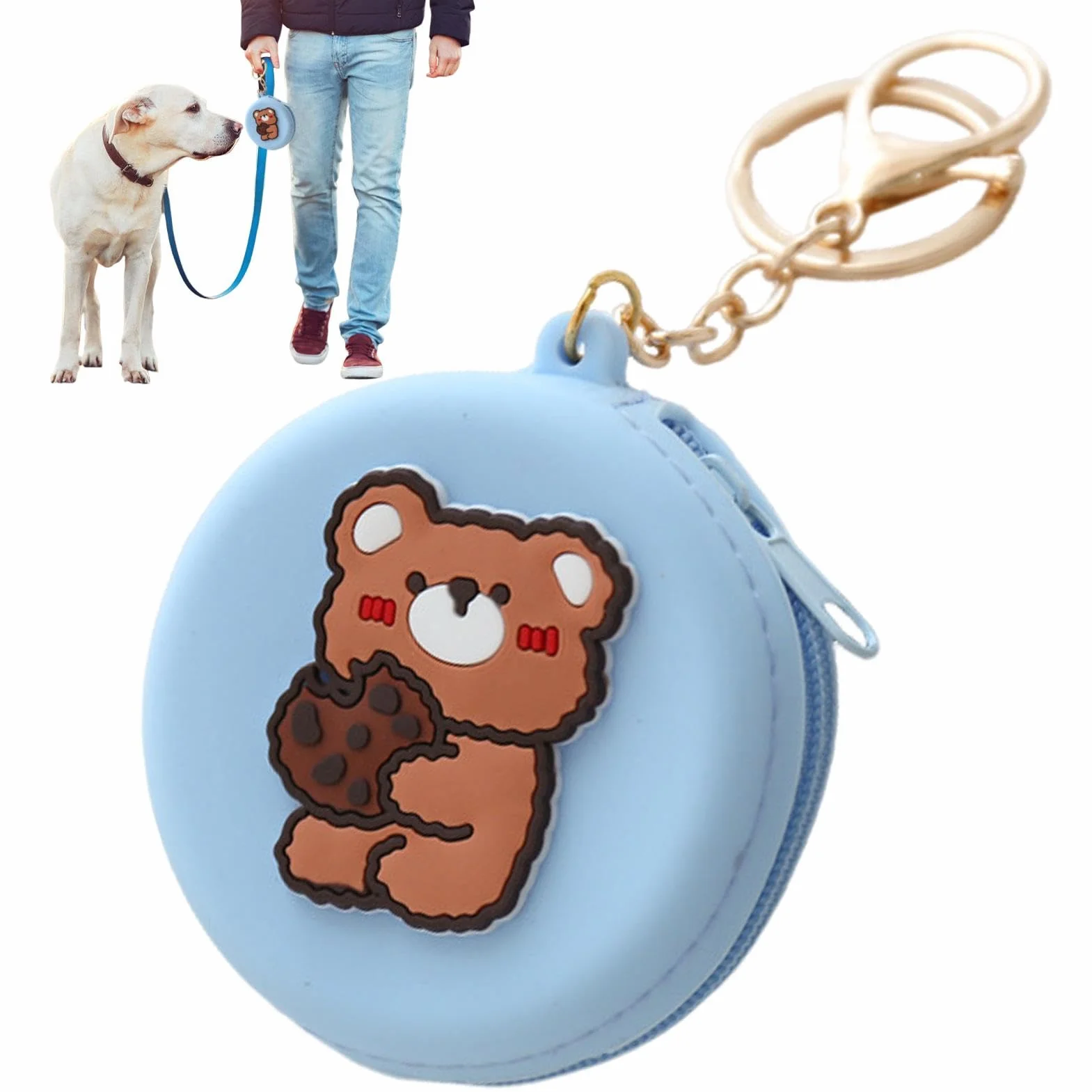 Custodia in Silicone per Cani - Porta Premietti per Cani Piccoli | Borsa per Snack per Cuccioli | Sacchetto Addestramento Cane Nero con Moschettone per Viaggio O Uso Esterno