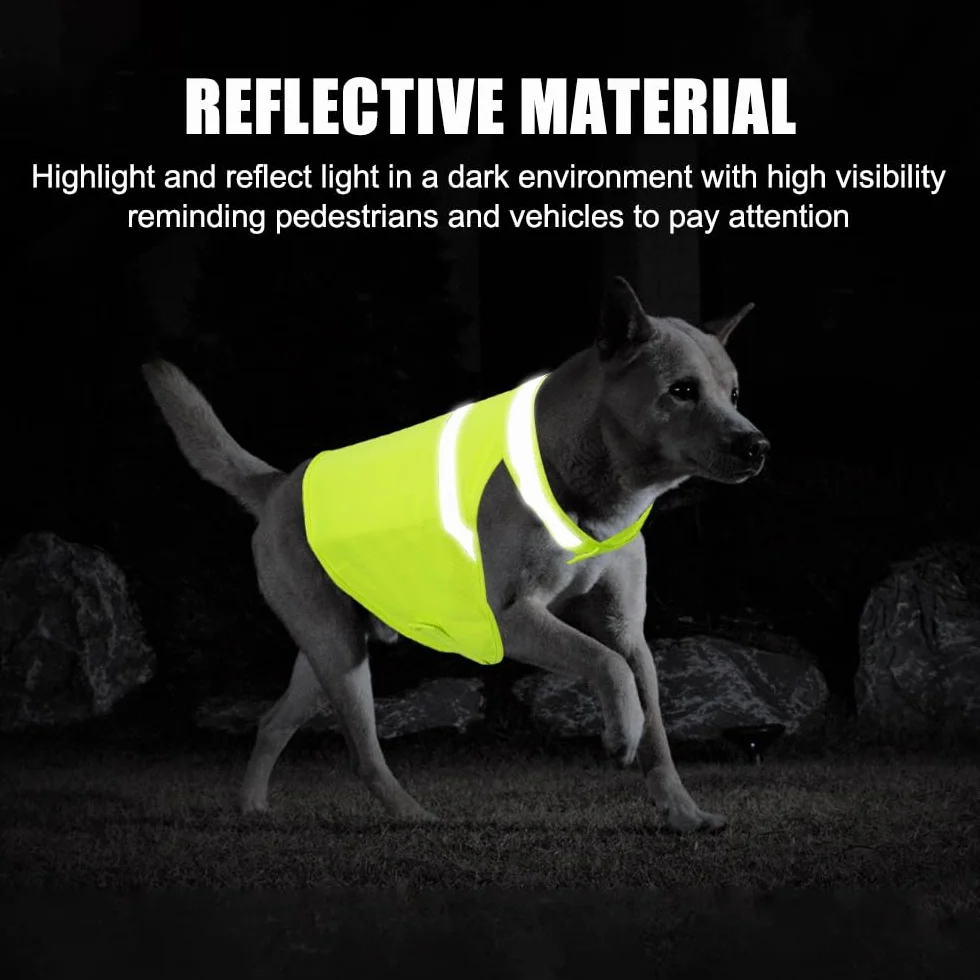 Gilet Riflettente per Cani,2 Pezzi Giacca di Sicurezza per Cane con Strisce Riflettenti Alta Visibilità Giubbotto Fluorescente per Cani di Piccola Media e Grande per Cammina di Notte