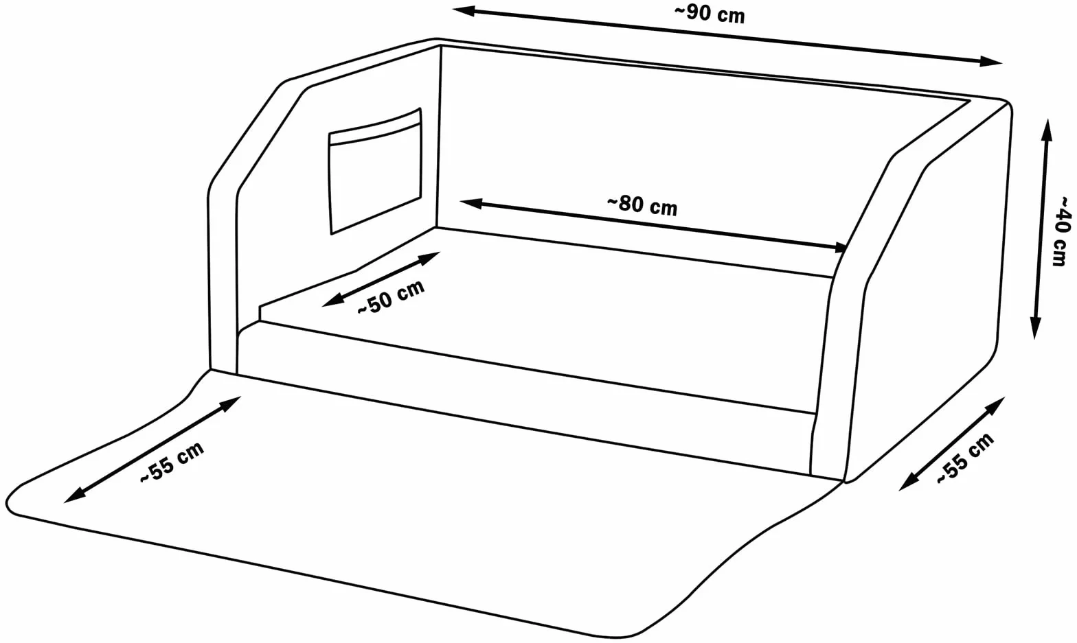 Velinda Trasportino Auto per Cani Materasso Bagagliaio Letto Macchina Cintura 90x55cm (Colore: Nero)