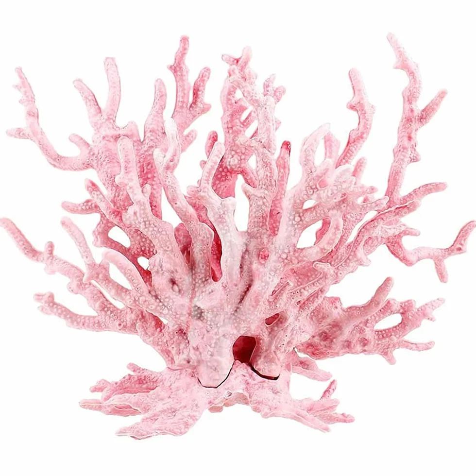 Rosa Corallo artificiale acquario pianta ornamentale resina 17 x 13 cm
