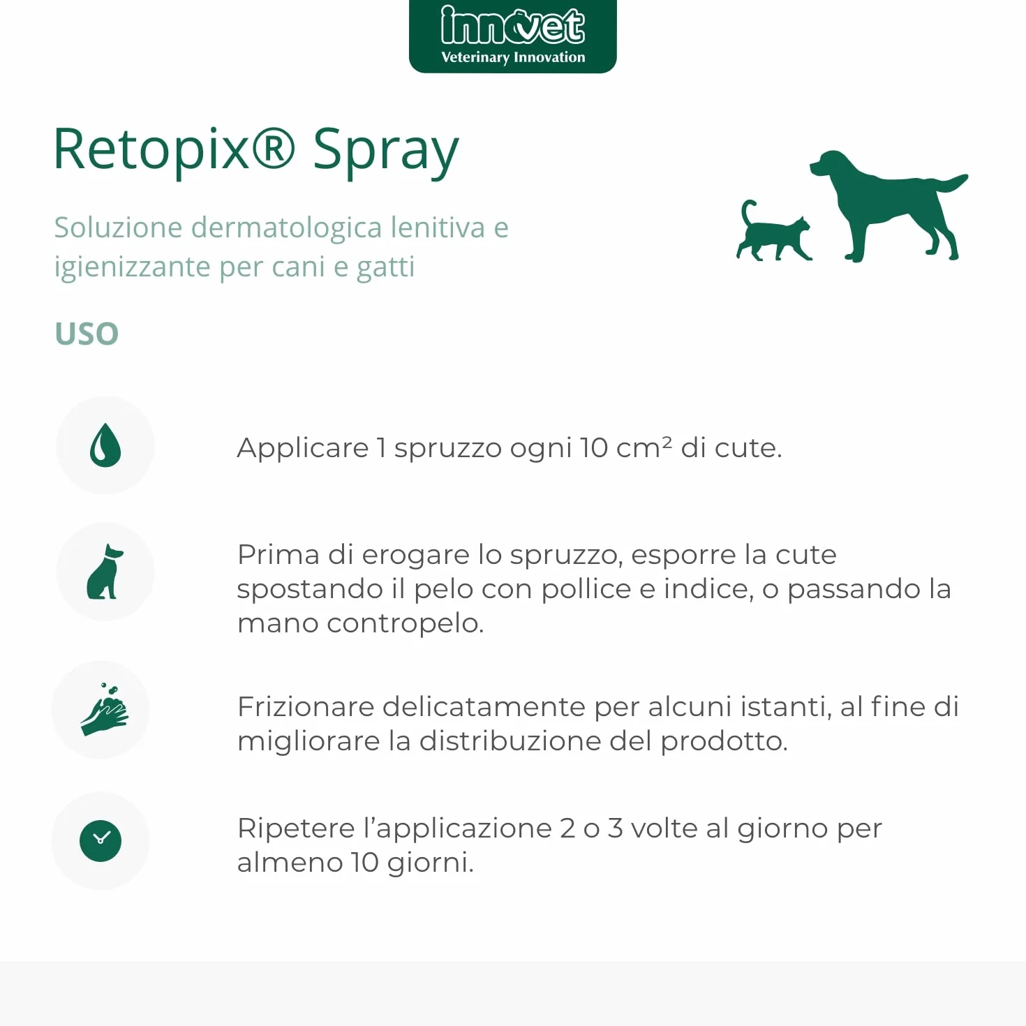 Retopix Spray Soluzione dermatologica lenitiva e igienizzante per Cani e Gatti, in caso di Secrezioni Oleose ed Arrossamenti - Confezione 100 ml spray no gas