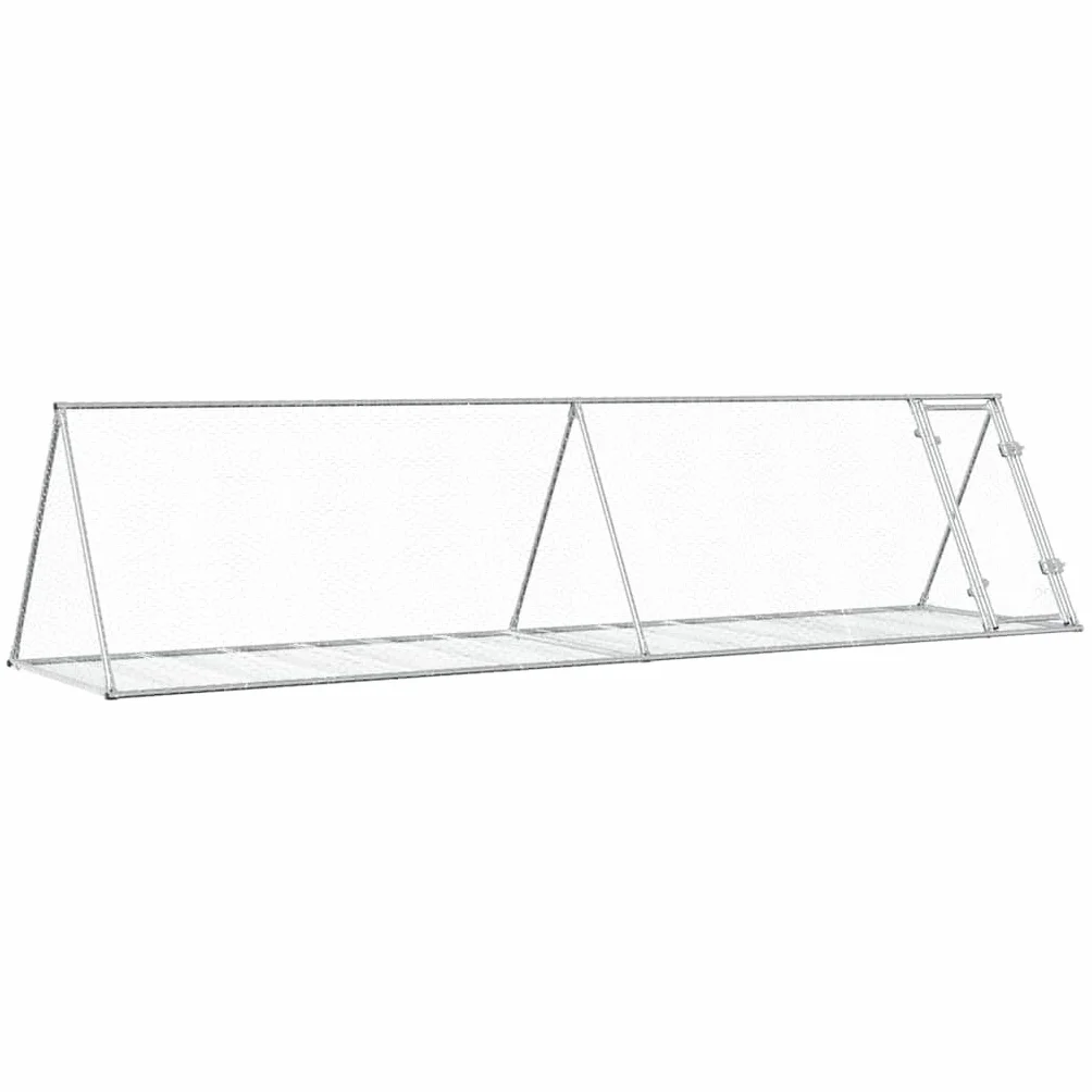 vidaXL Conigliera Argento 400x105x91 cm in Acciaio Zincato gabbia per conigli da esterno casetta per animali casetta per conigli