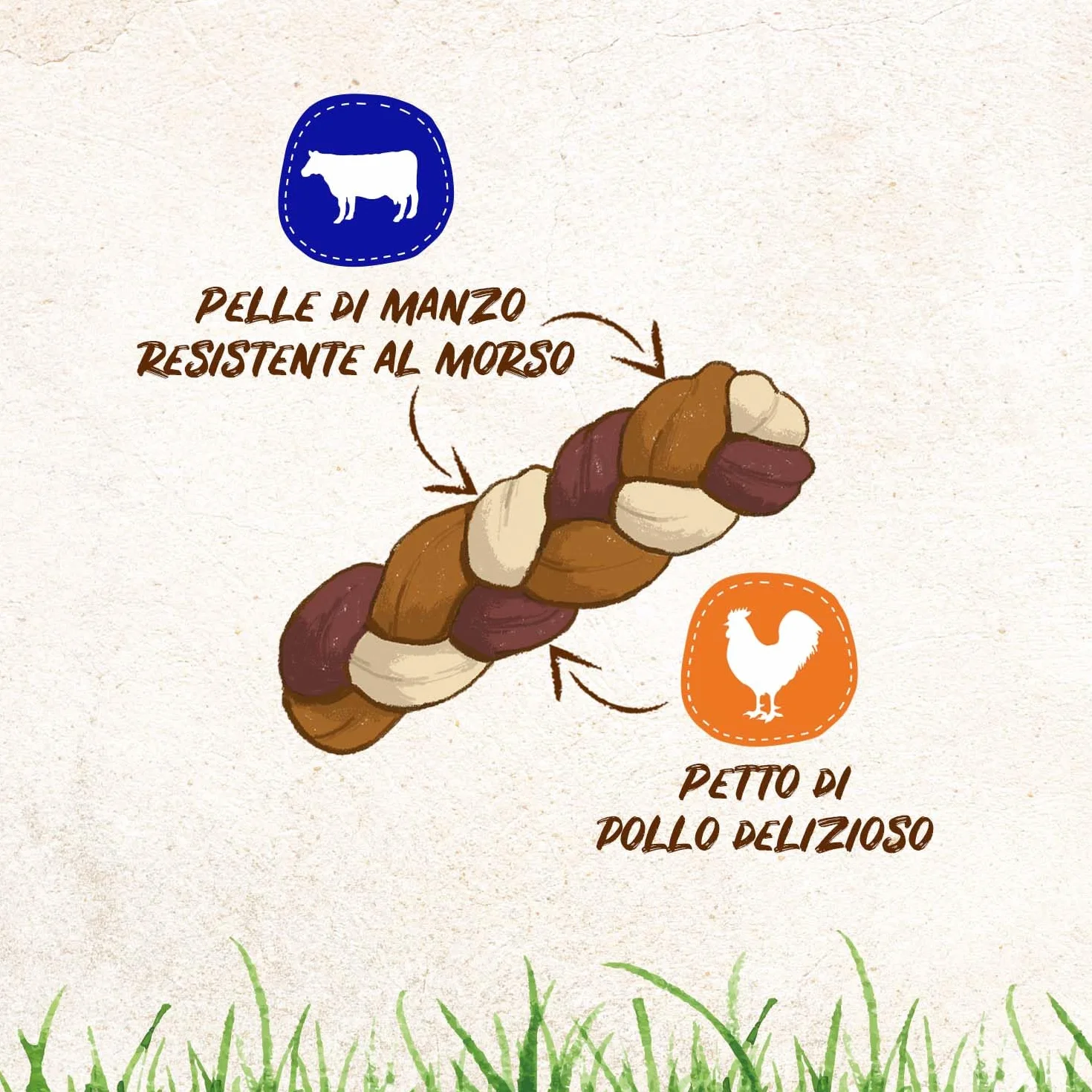 8in1 Delights Chewy Braids XS/S - gustosi bocconcini per cani di piccola taglia, pelle di manzo soda con delizioso pollo, sacchetto da 75 g (5 pezzi)