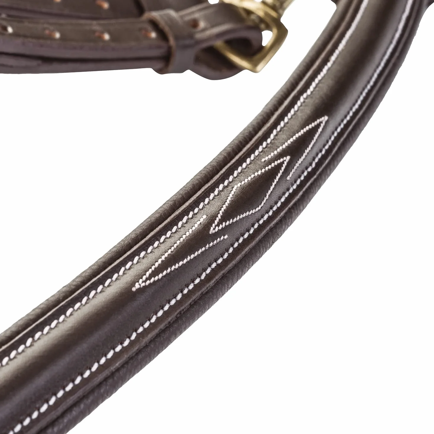 SUNRIDE Pettorale cavallo in pelle con martingala (Windsor) – attacco a 3-punti – forchetta martingala rimovibile – inserti elastici – regolabile (Cob, marrone)