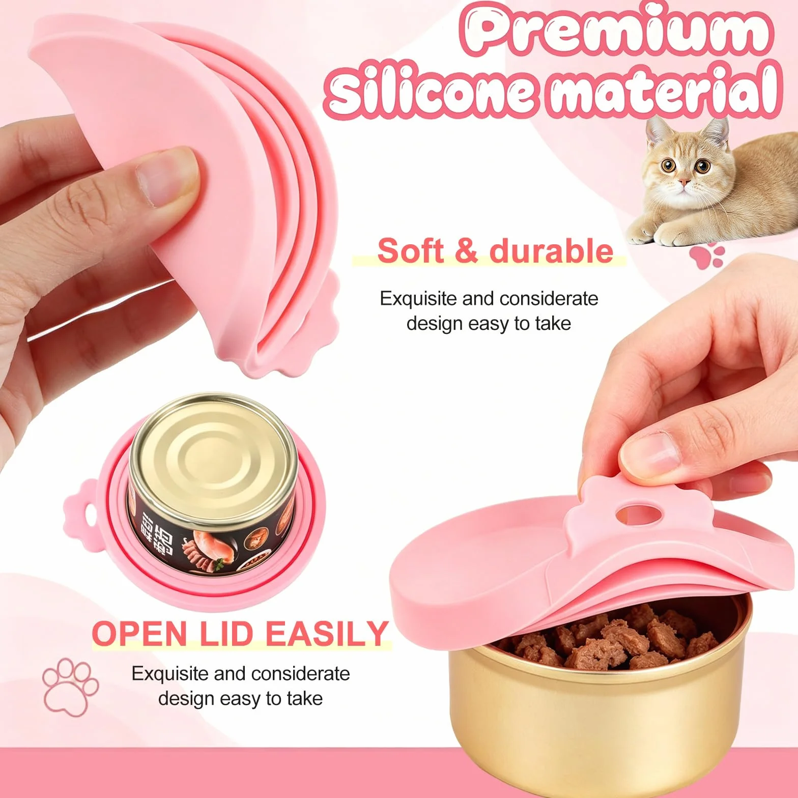 4 Pezzi Coperture per Lattine per Animali, Forma di Zampa Carina per Cucchiaio, Coperchi per Scatolette di Cibo per Cane Gatto