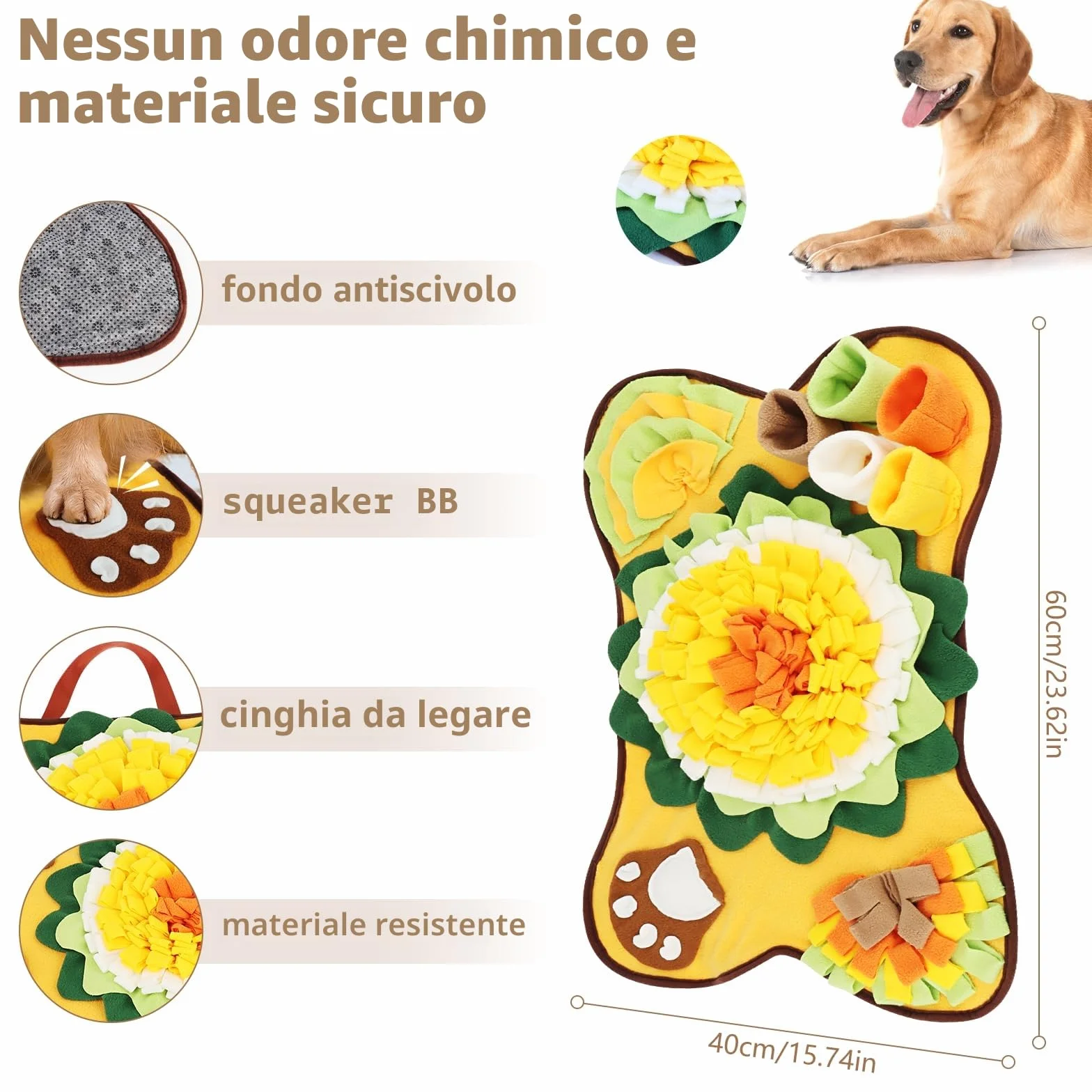 Tappeto da Fiuto per Cani, MXTIMWAN Sniffing Tappeto per Cani, Dog Sniffing Mat, Tappetino Training Olfattivo