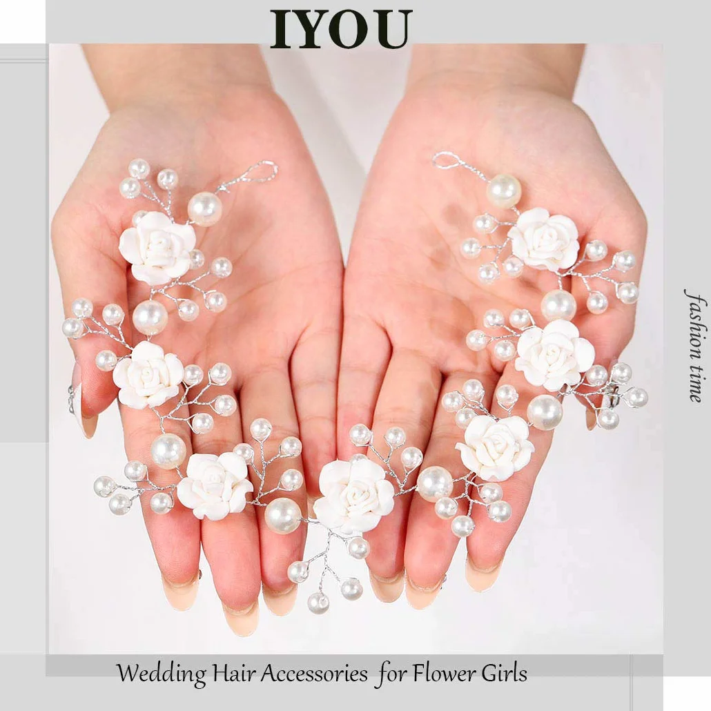 Fascia per capelli con fiore bianco Diadema di perle Accessori per capelli prima comunione Copricapo da sposa per ragazze damigella d'onore