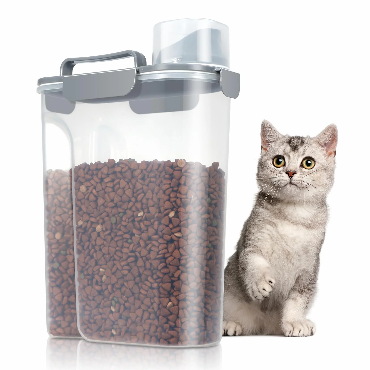 TBMax Contenitore per Alimenti per Gatti Con Coperchio, Portatile per Animali Domestici, Con Beccuccio Grande e Misurino, Ermetico