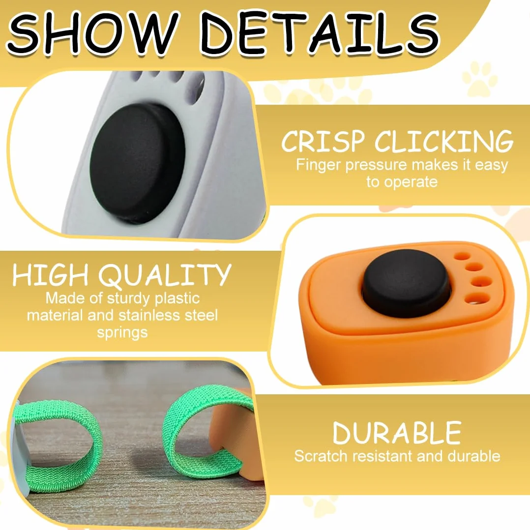 YAYNO 2 Pezzi Clicker per Cani e Gatti con Anello per Dita Pratico Accessorio per Addestramento Set Clicker per Cani, Gatti e Cavalli, Clicker Pratico e Compatto