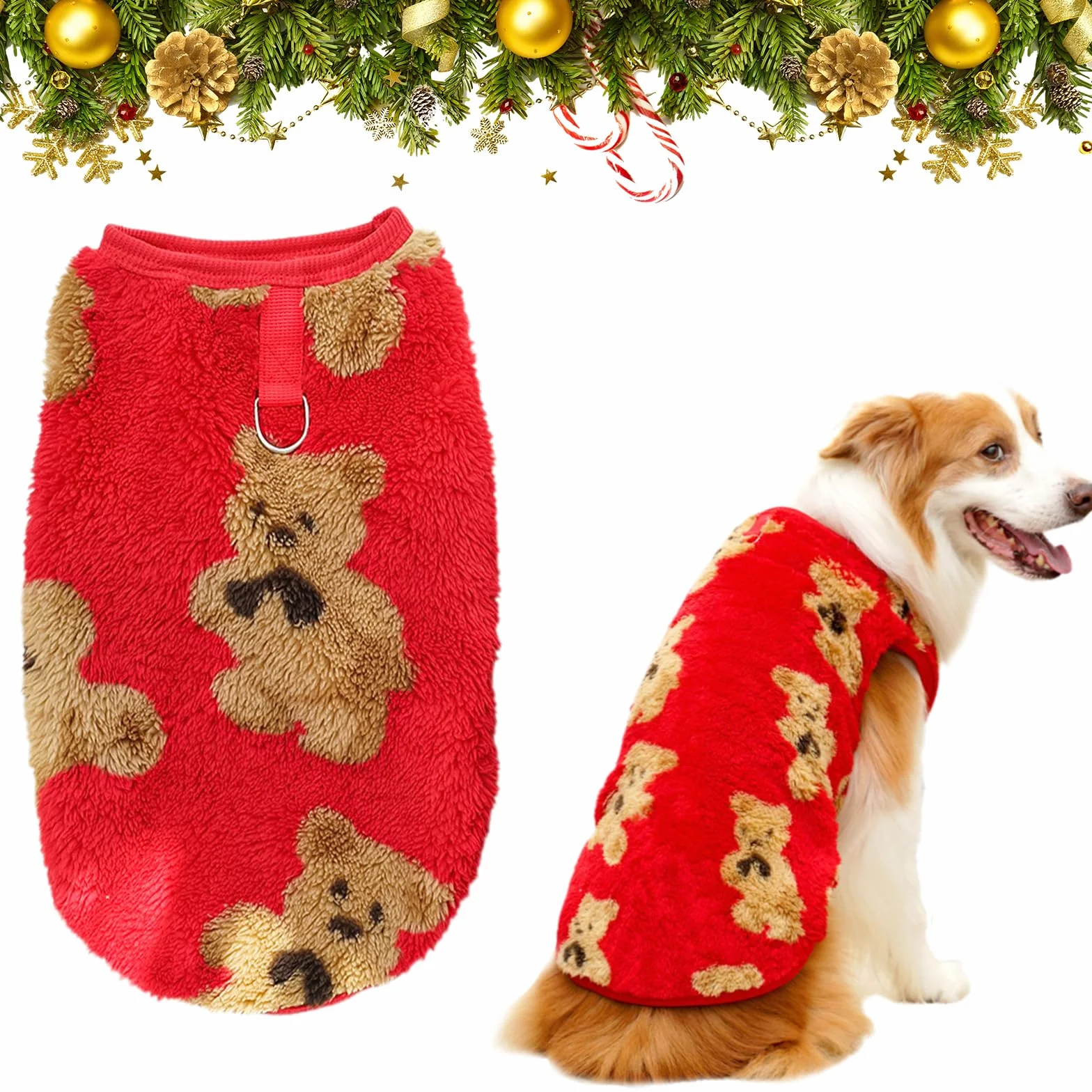 Vestito natalizio per cani taglia grande rosso caldo Corgi Pitbull bulldog britannico