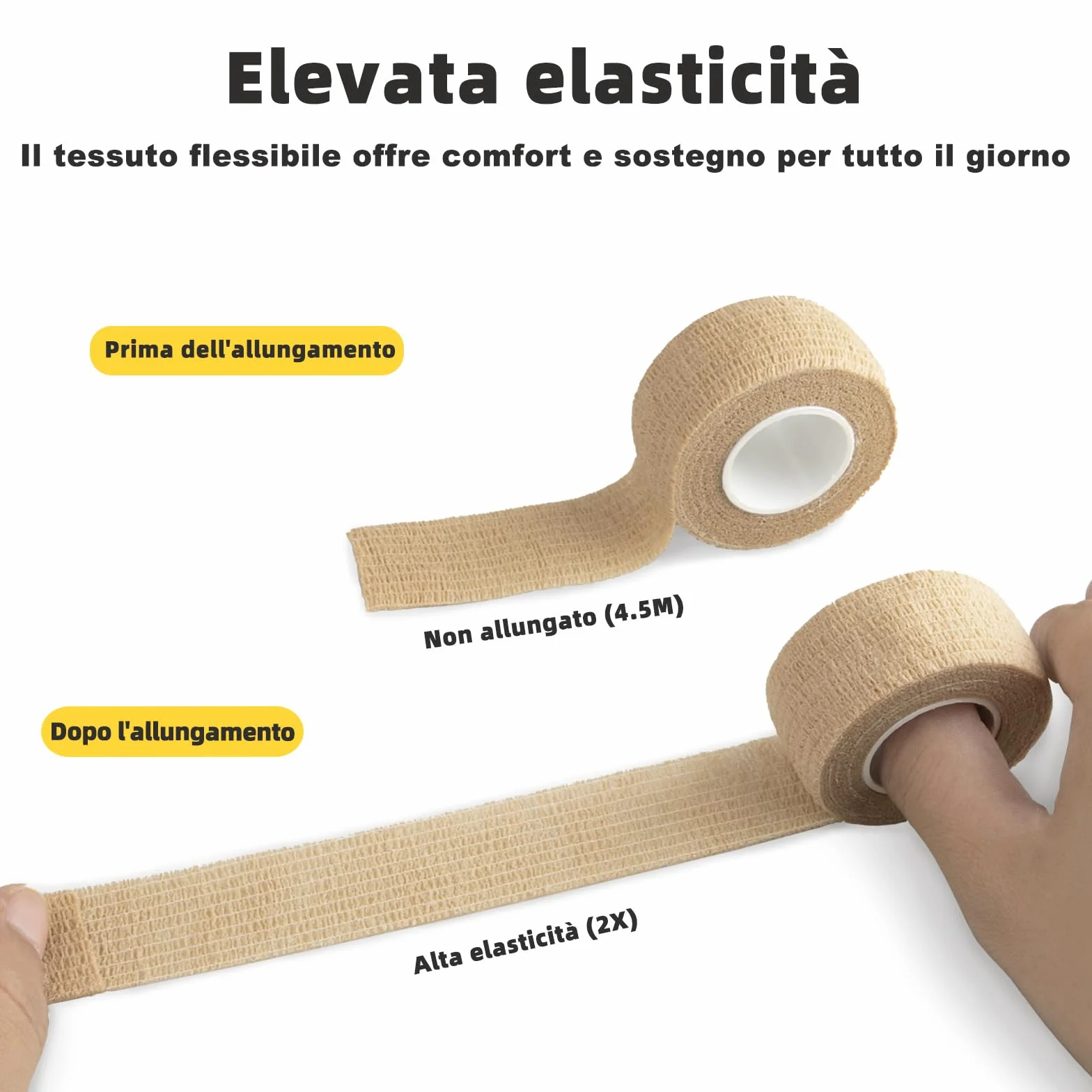 Fascia Coesiva Autoadesiva per Rugby, Sport (2,5 cm x 4,5 m),Self Bendaggio Adesivo (Confezione da 8)