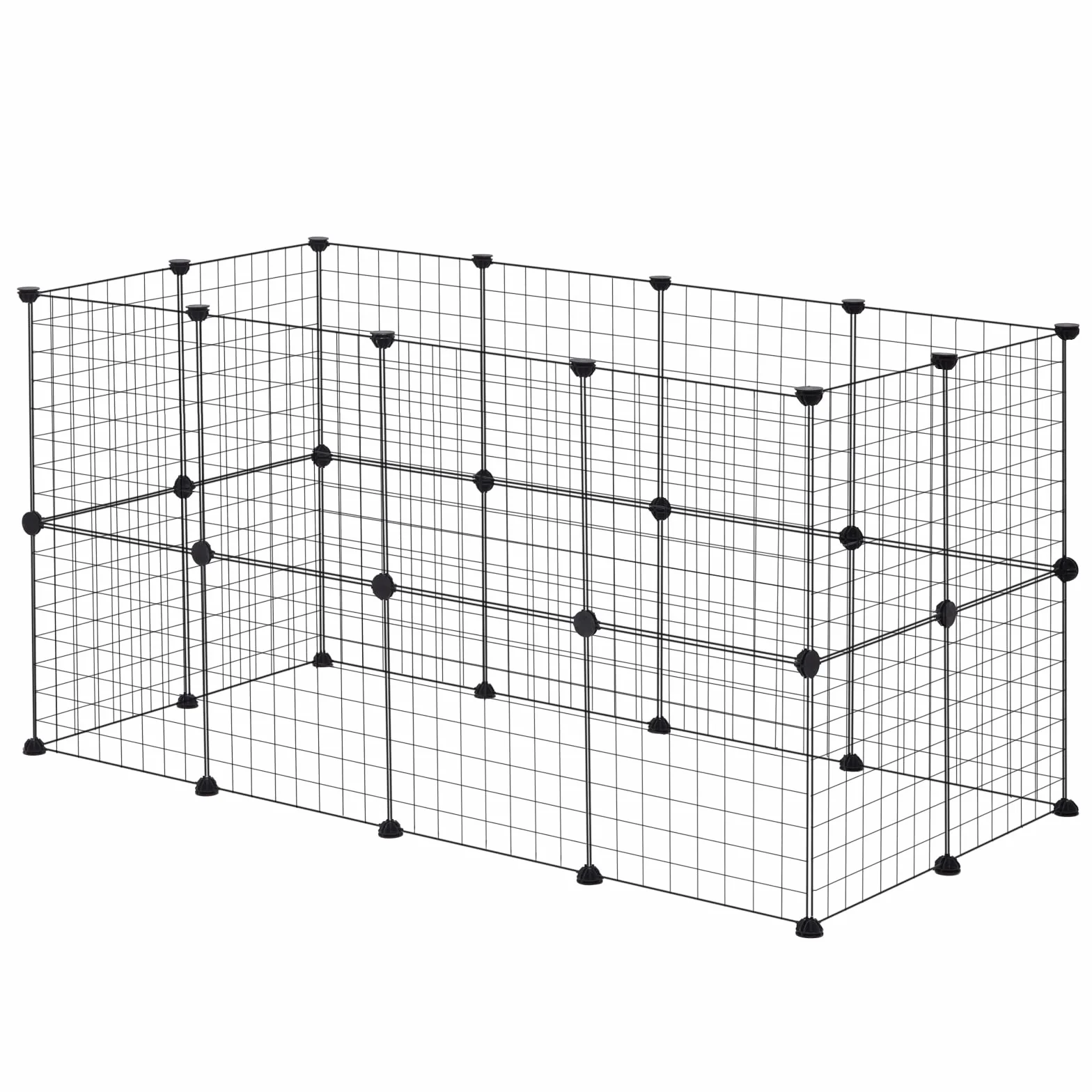 EUGAD Recinto per Coniglio da Interno, 24 Pannelli a Rete Metallici, 145x72x72cm Nero