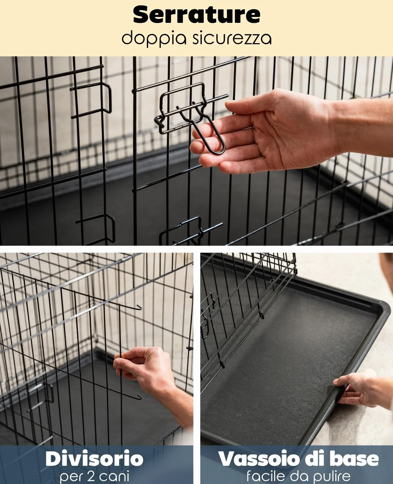 lionto Gabbia di Transporto pieghevole per Cuccioli per Cani, (S) 45x31x36 cm Nero
