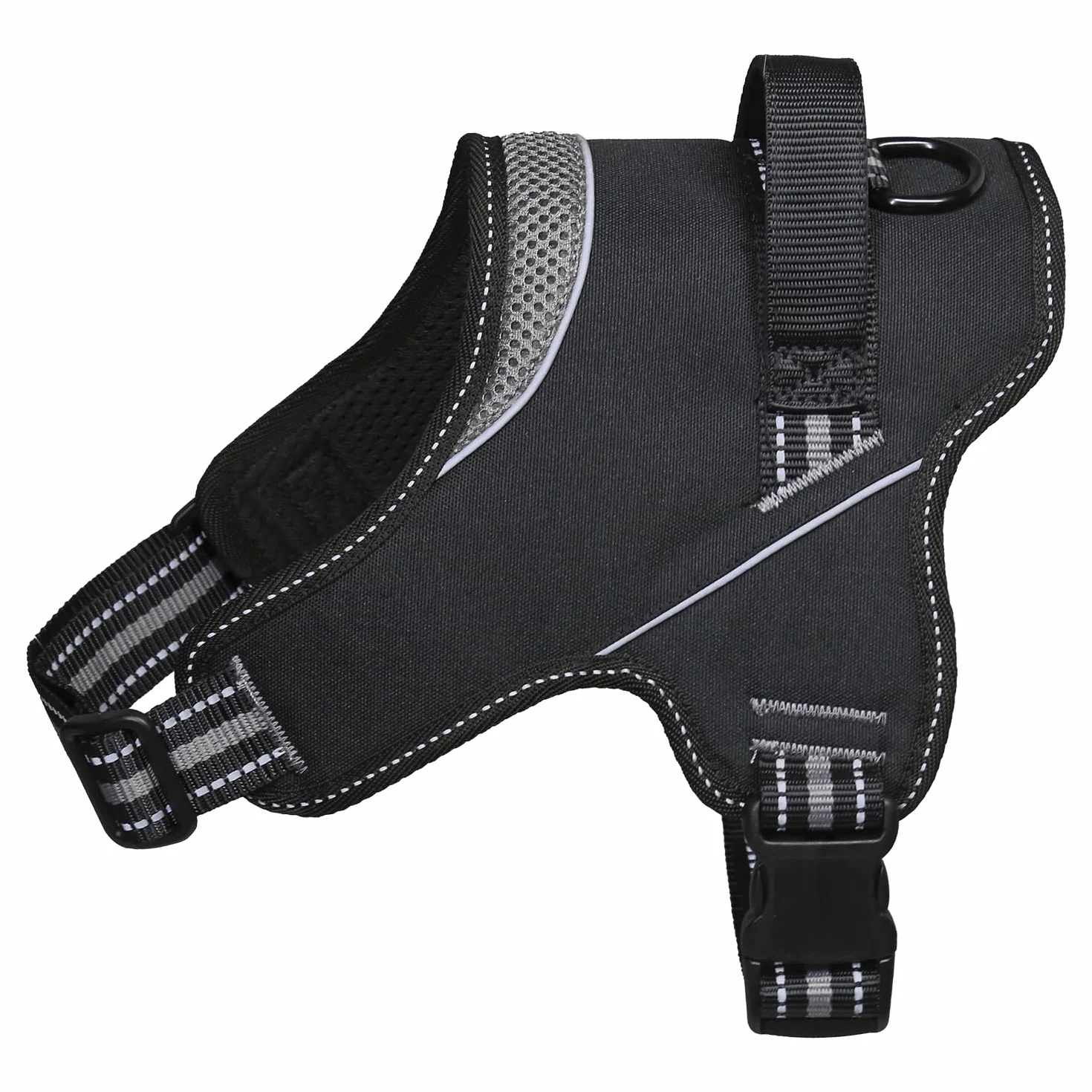 JACK AND VANILLA, Pettorina Comfort Morbida e Traspirante per Cani, vestibilità Personalizzata, Sicurezza Riflettente, facilità d'uso, Durevole, 55 cm, Grigio, Modello Esterno