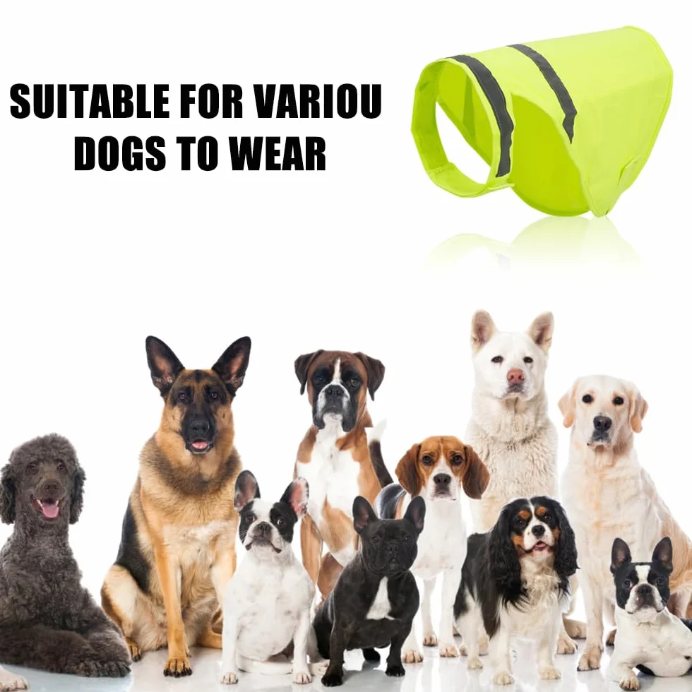 Gilet Riflettente per Cani,2 Pezzi Giacca di Sicurezza per Cane con Strisce Riflettenti Alta Visibilità Giubbotto Fluorescente per Cani di Piccola Media e Grande per Cammina di Notte