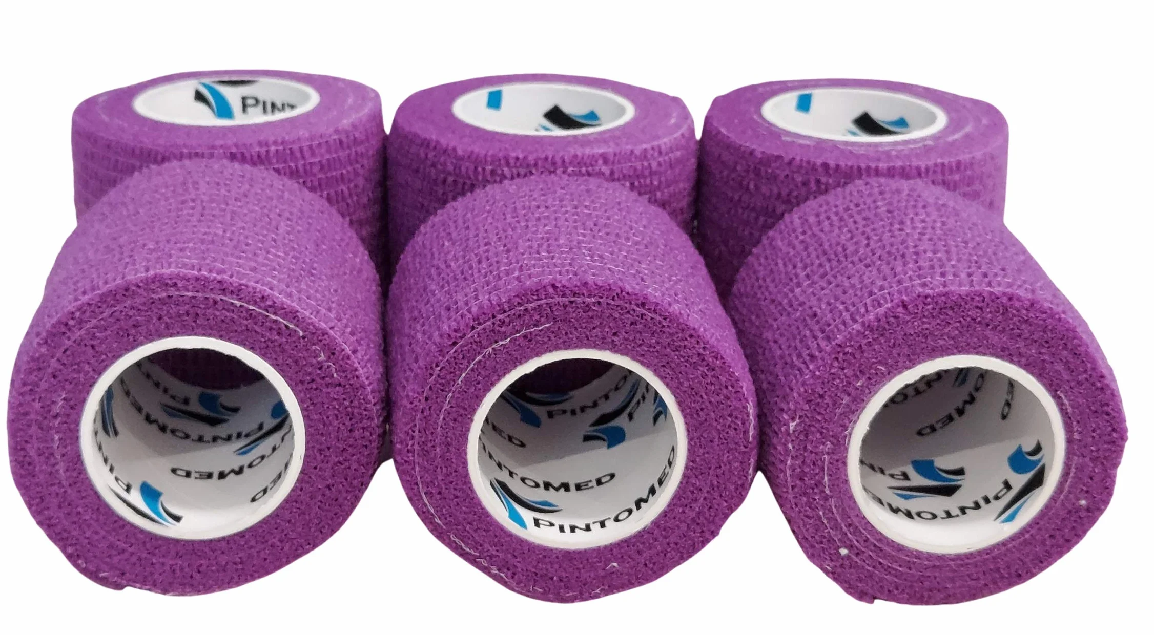 PintoMed - Bendaggio Coesivo - 6 x VIOLA - garza elastica - 6 rotoli x 5 cm x 4,5 m autoadesiva flessibile bende, primo soccorso - Wrap Cohesive Bandage - Confezione da 6