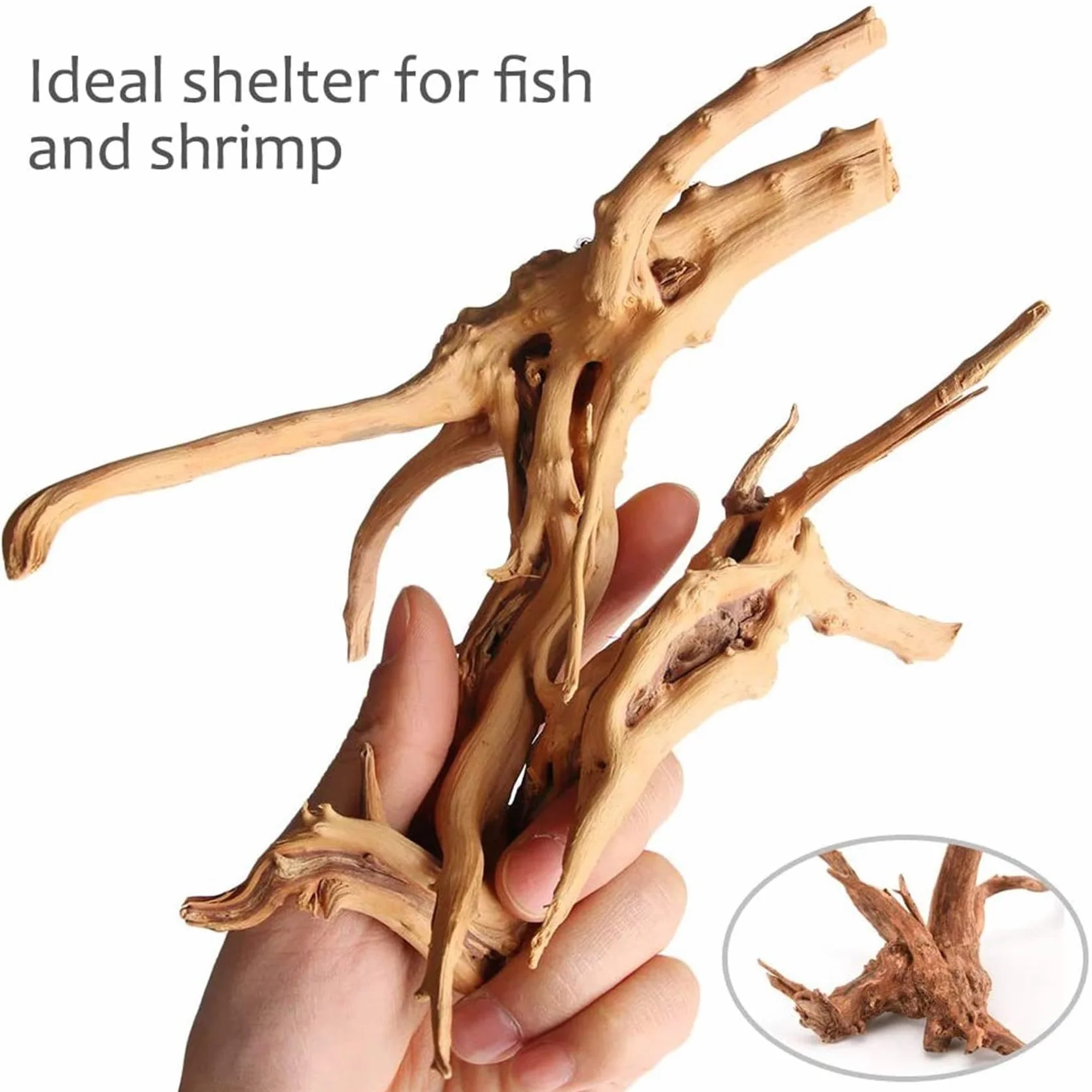 LAXED Mini Driftwood per acquario, rami di legno naturale, decorazioni per acquari, rettili, d'albero in legno naturale, confezione da 10