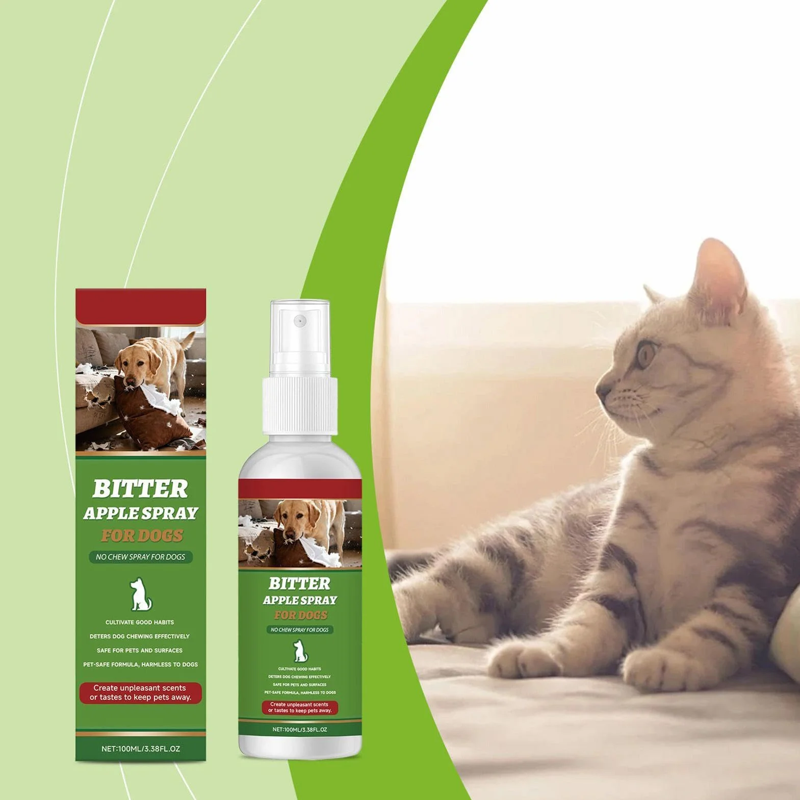 Generico Dog Anti Chew Spray - 100ml Bitter Training Solution, Behavior Correction Spray for Puppies And Dogs, Protect Furniture Carpet Plants Trash Areas Indoor Outdoor Use