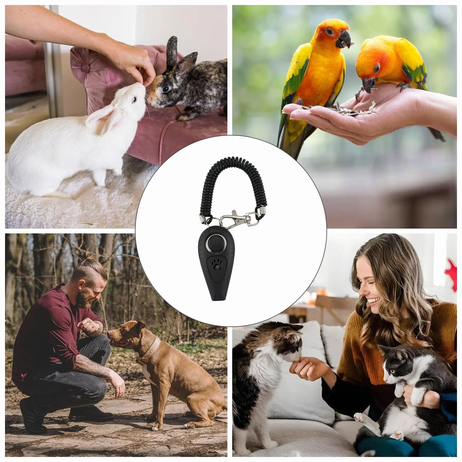 1 Addestratore per Cani 2 in 1, Clicker e Fischietto ad Ultrasuoni per il Richiamo con Laccetto per Polso,Metodo di Addestramento Positivo senza Punizioni,Per Comandi di Base,Giochi e Educazione