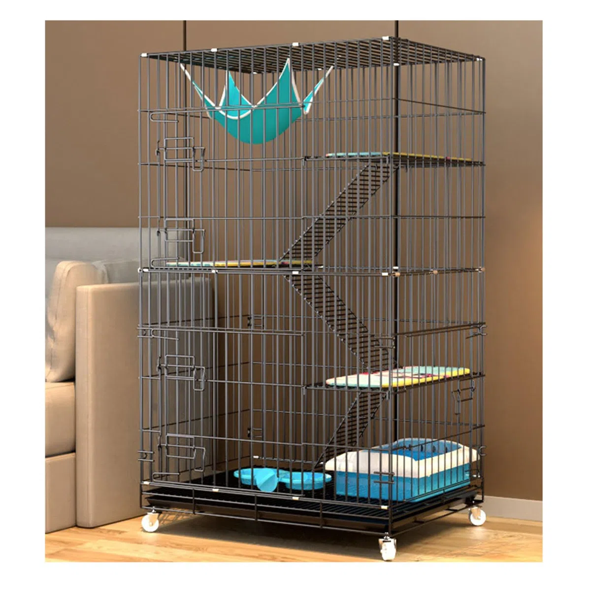 Catio, recinto per gatti da esterno, grande gabbia per gatti con tetto, amaca, ponte fai da te, cuccia per animali domestici, 1-5 gatti, box per camper, giardino, in ferro robusto, kit Catio per