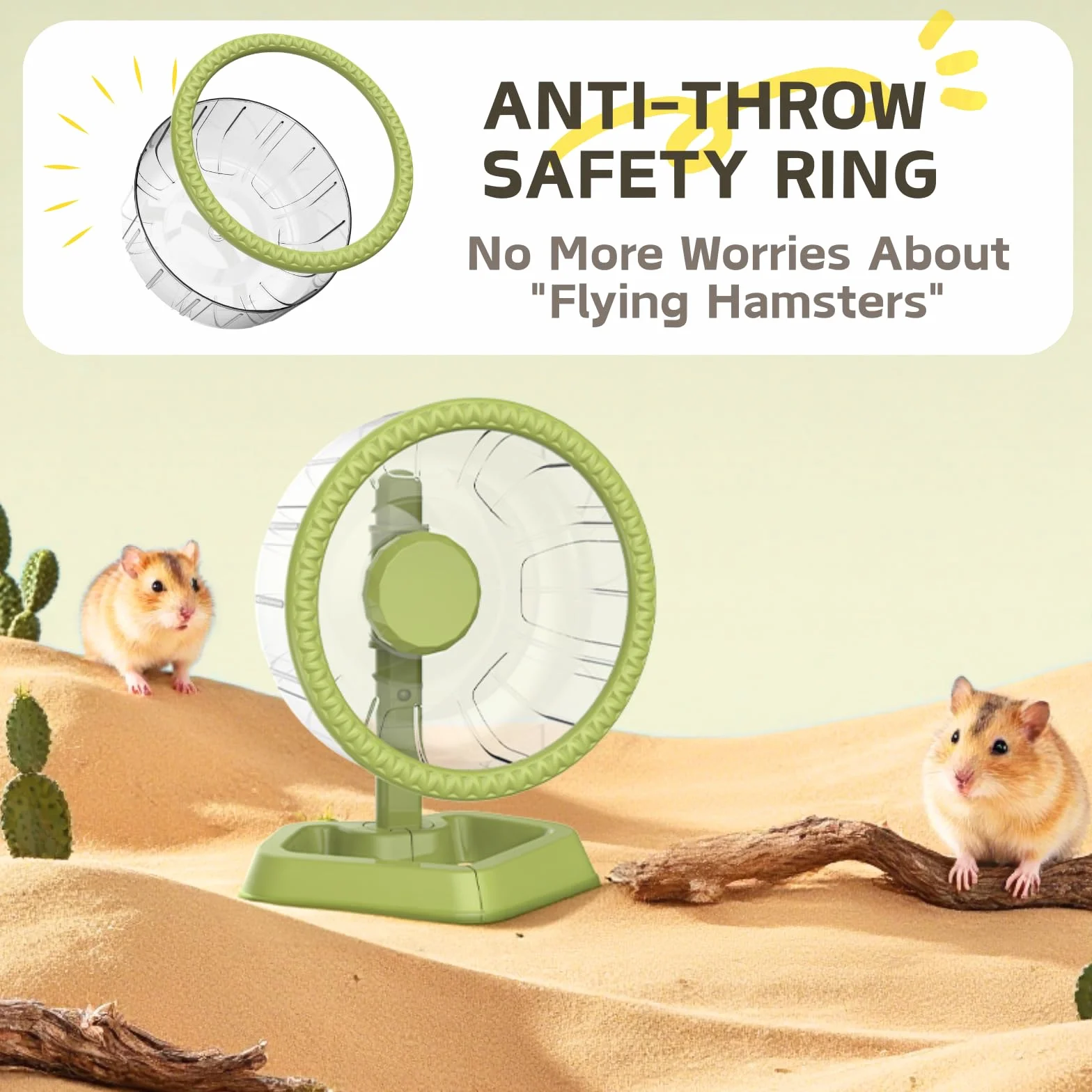 Ruotina per Hamster, Ruota per Esercizio e Corsa Silenziosa con Rotazione Fluida e Supporto Regolabile, Adatta per Piccoli Animali Criceti Nani Siriani Riccioli Mice (Verde, Piccolo (16cm))
