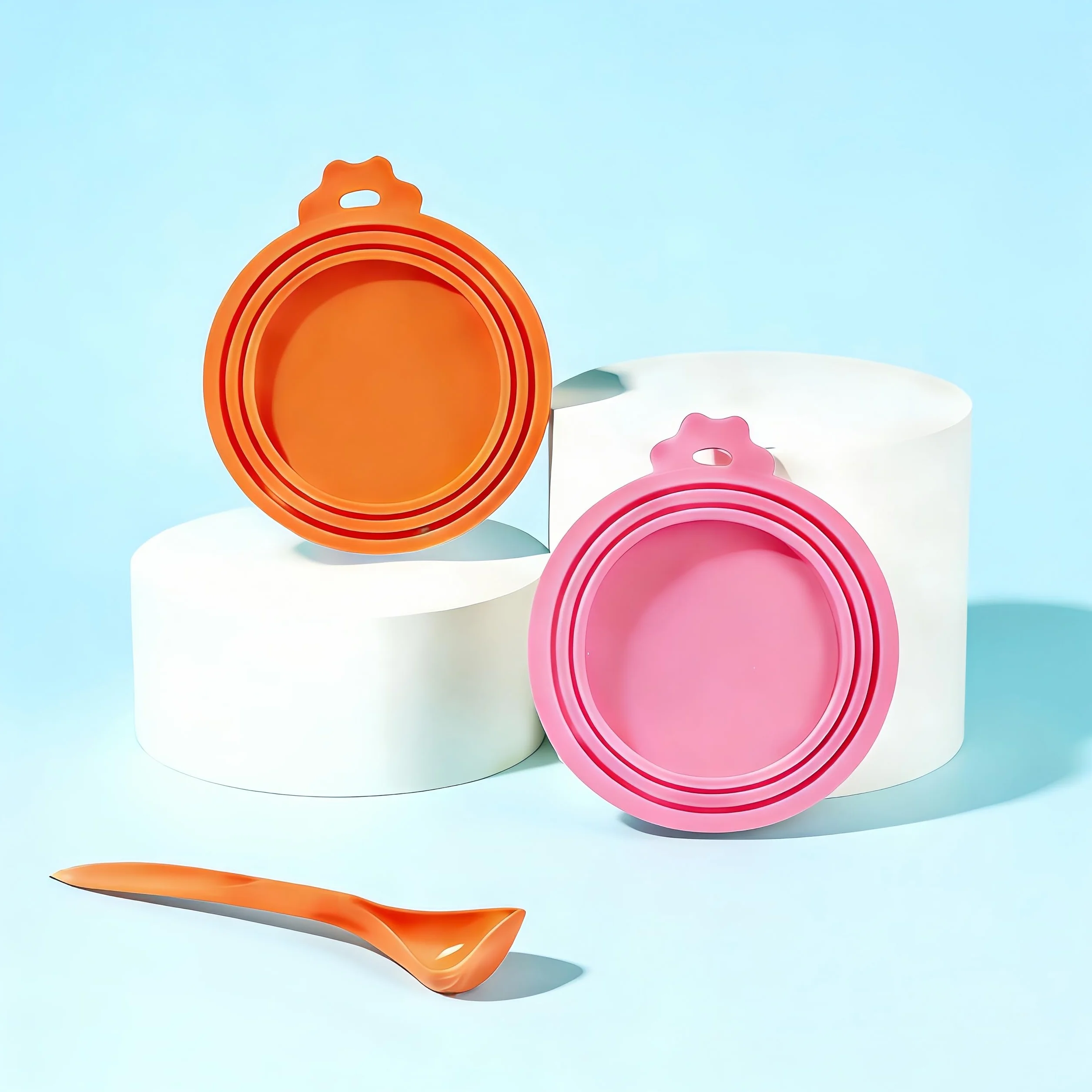 Coperchi universali in silicone per lattine alimentari, adatti per conservare cibo per cani e gatti, coperchi ermetici, in silicone per uso alimentare, adatti a 3 dimensioni standard, rosa