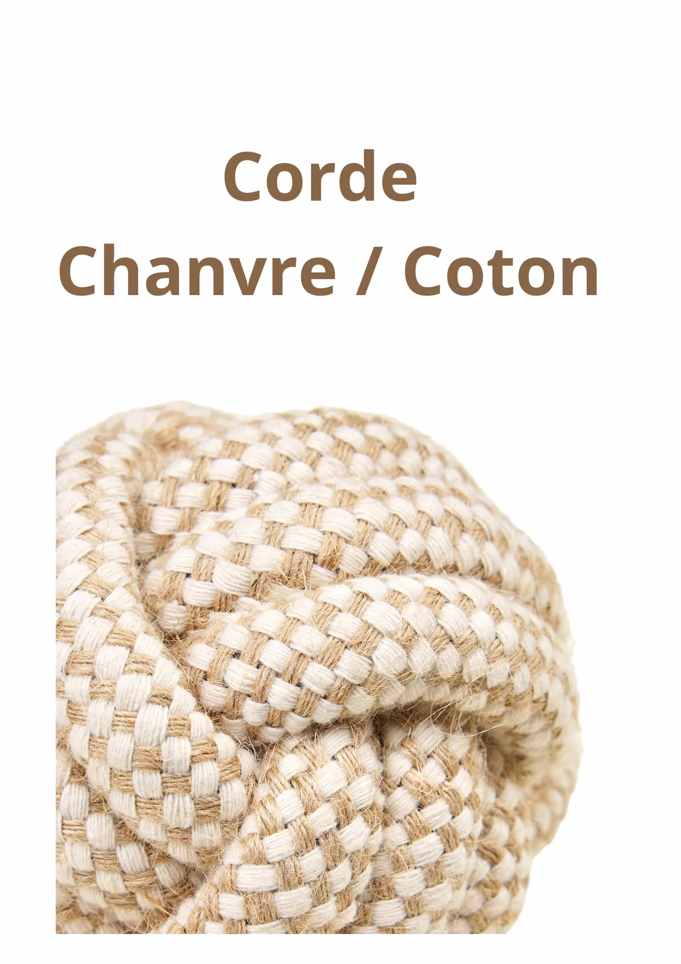 Giocattolo cane corda cotone canapa naturale da masterizzare giocattolo interattivo per cani cuccioli – palla 10 cm, beige