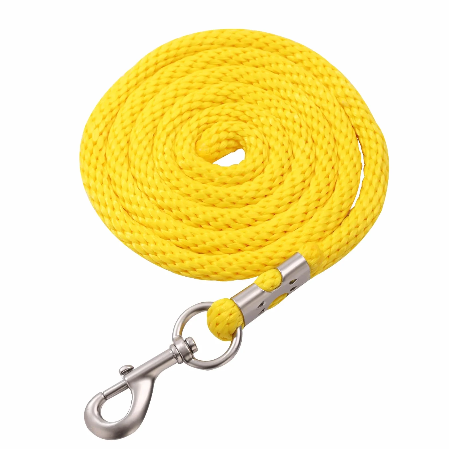 Corda per cavalli, corda lunga in diversi design alla moda, per pony, asino, capra, maglia lunga con moschettone (giallo, moschettone)
