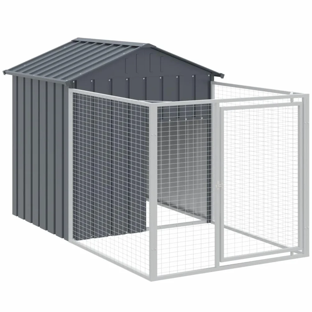 Tidyard Casetta,Cuccia,Gabbia,per Cani,da Esterno,in Acciaio Zincato,Antracite,con Recinti,117x201x123 cm,Casetta per Cani da Esterno,Cucce per Cani da Esterno,Gabbia per Cani in Acciaio,Metallo