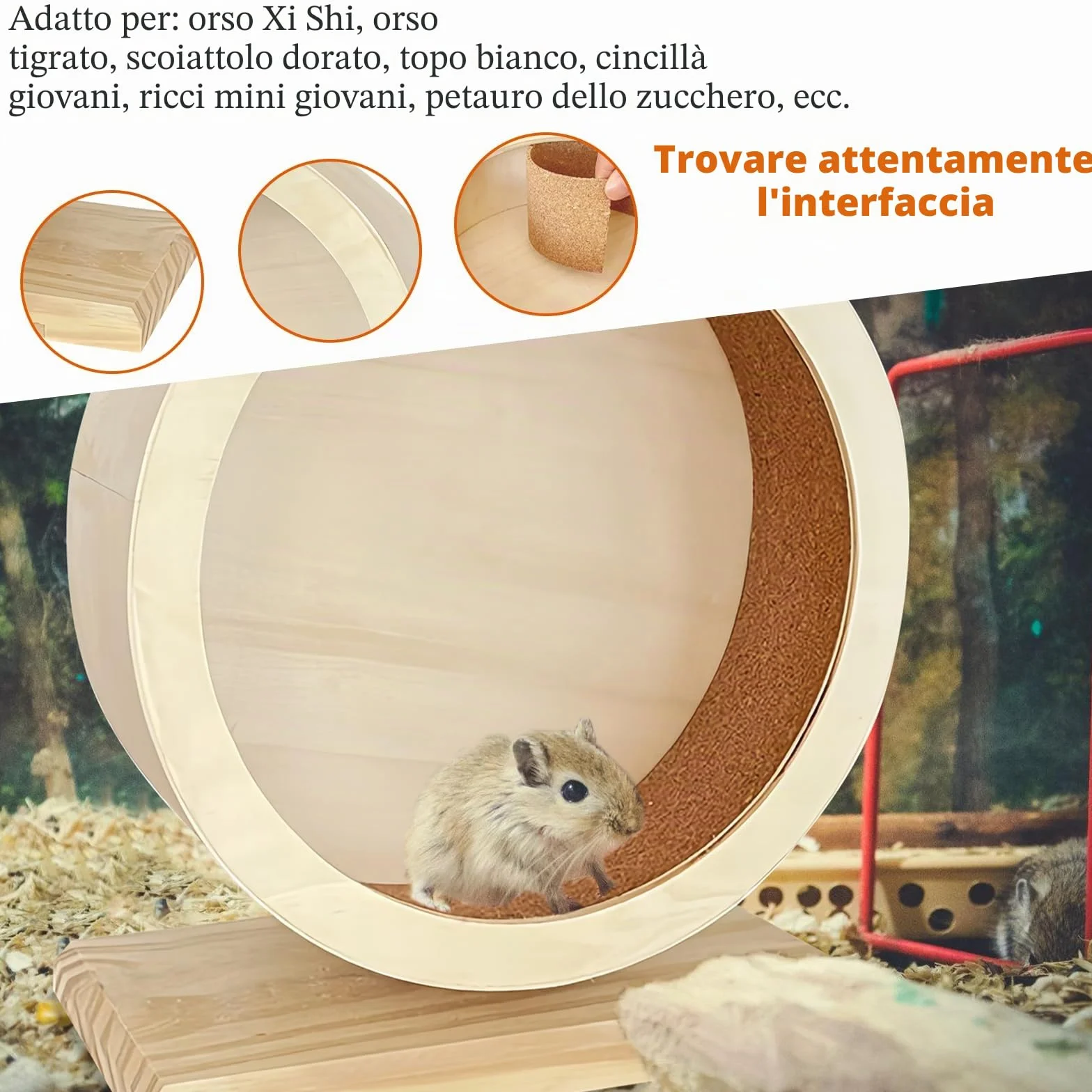 Rotella per criceti in legno per piccoli animali domestici: WIYETY Rotella per criceti silenziosa, rotella per criceti a basso rumore per tranquillità e movimento, rotella per altri piccoli animali
