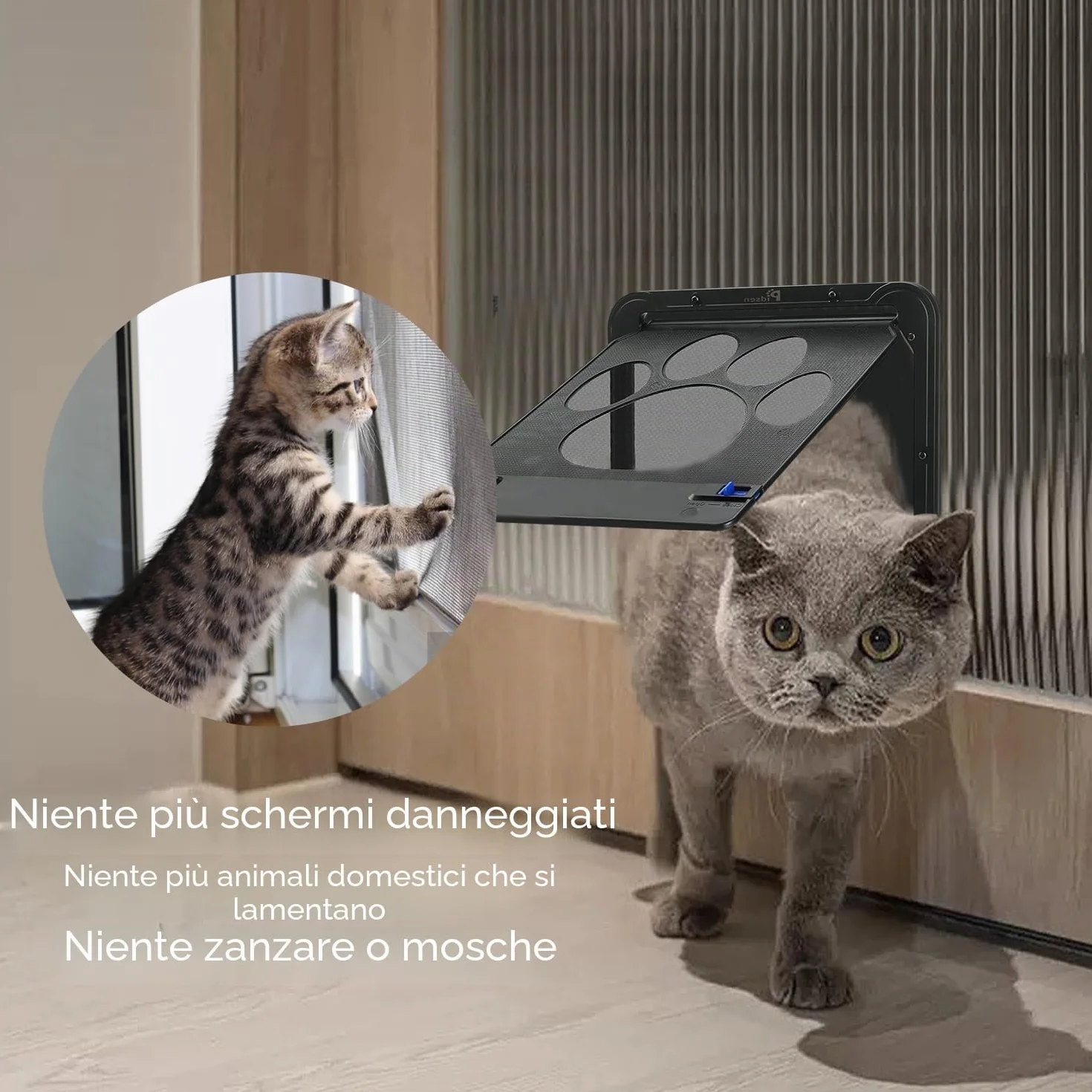 Gattaiola per Animali Domestici - Porta Basculante per Cani e Gatti 24 x 29 cm - Zanzariera Porticina Facile da Installare - Sportellino Finestra