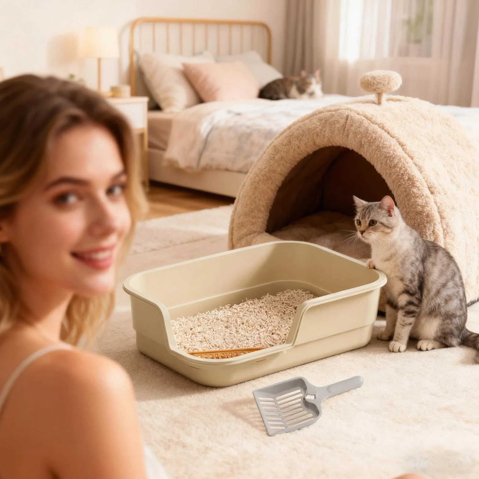 Lettiera Per Gatti - Semi-Chiusa Facile Da Pulire Con - Grande Lettiera Con Protezione Dagli Schizzi - Per Controllo Odori Gattini Anziani Dormitorio Appartamento Casa Hotel Fattoria Balcone