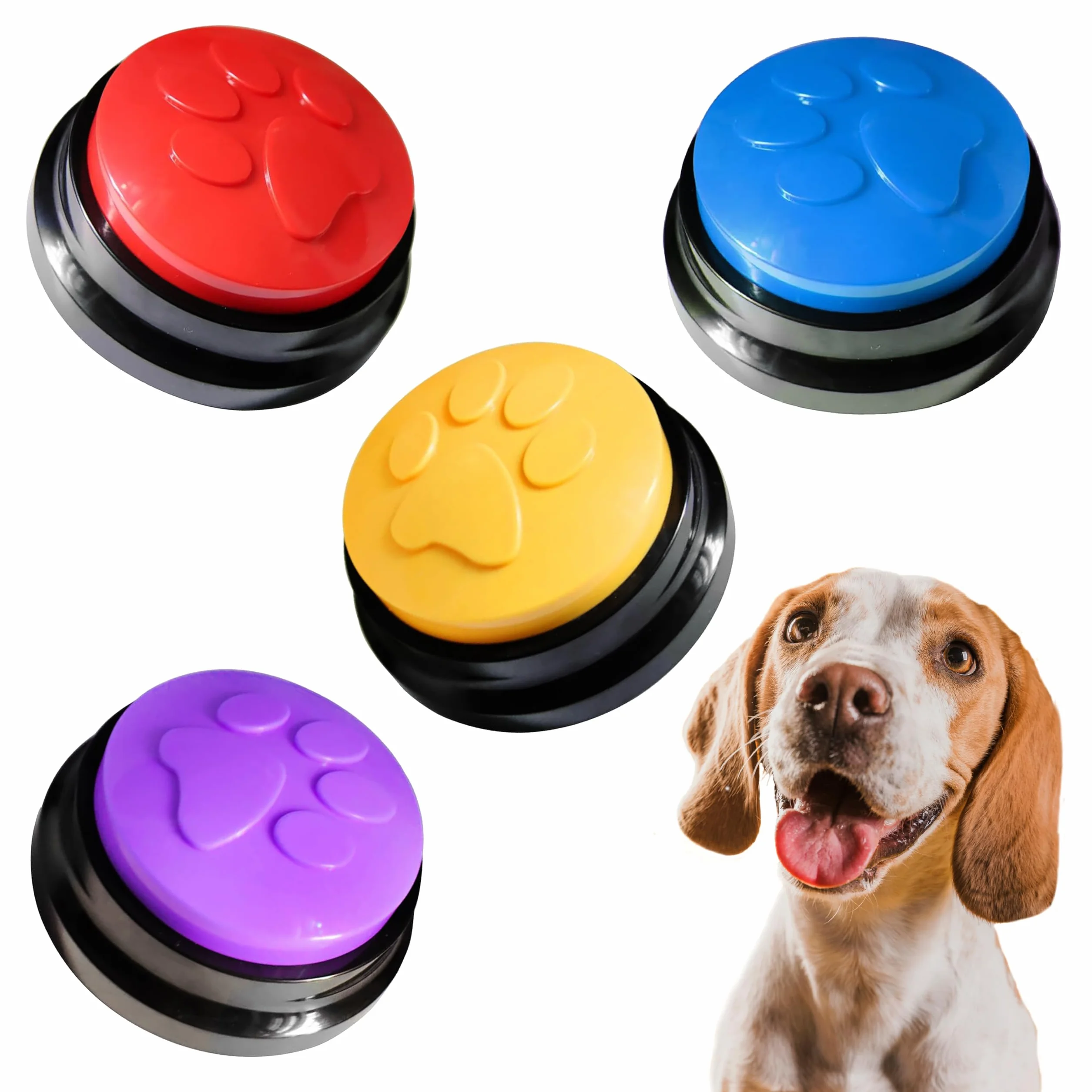 Pulsanti a Zampa di Cane parlante Pulsanti di addestramento per Cani Starter Set per Animali parlanti registrabili per la Comunicazione, Giocattoli e Accessori per Cani, Confezione da 4