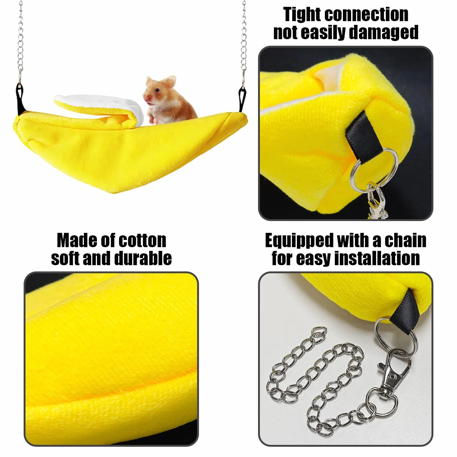 2 Pezzi Letto di Criceto A Forma di Banana, Amaca Sospesa, Letto per Animali Domestici Caldi, Letto per Animali Domestici Creativi, Forniture per Animali Domestici.
