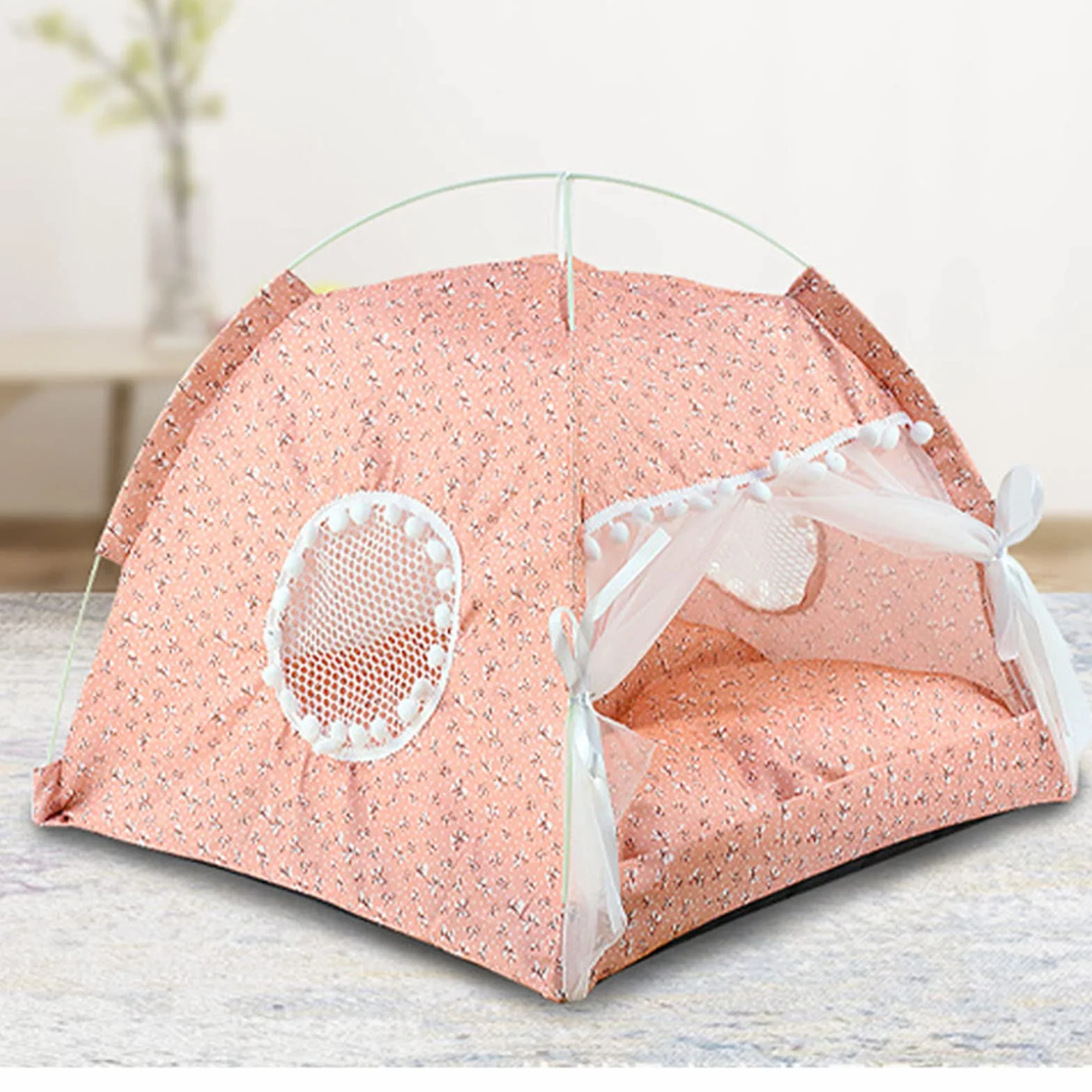 Recinto Per Cani Da Interno, 13,4 x 14,2 x 11,8 pollici Tenda Per Cani Recinto Per Animali con porta e finestra in rete per cani per tutte le stagioni