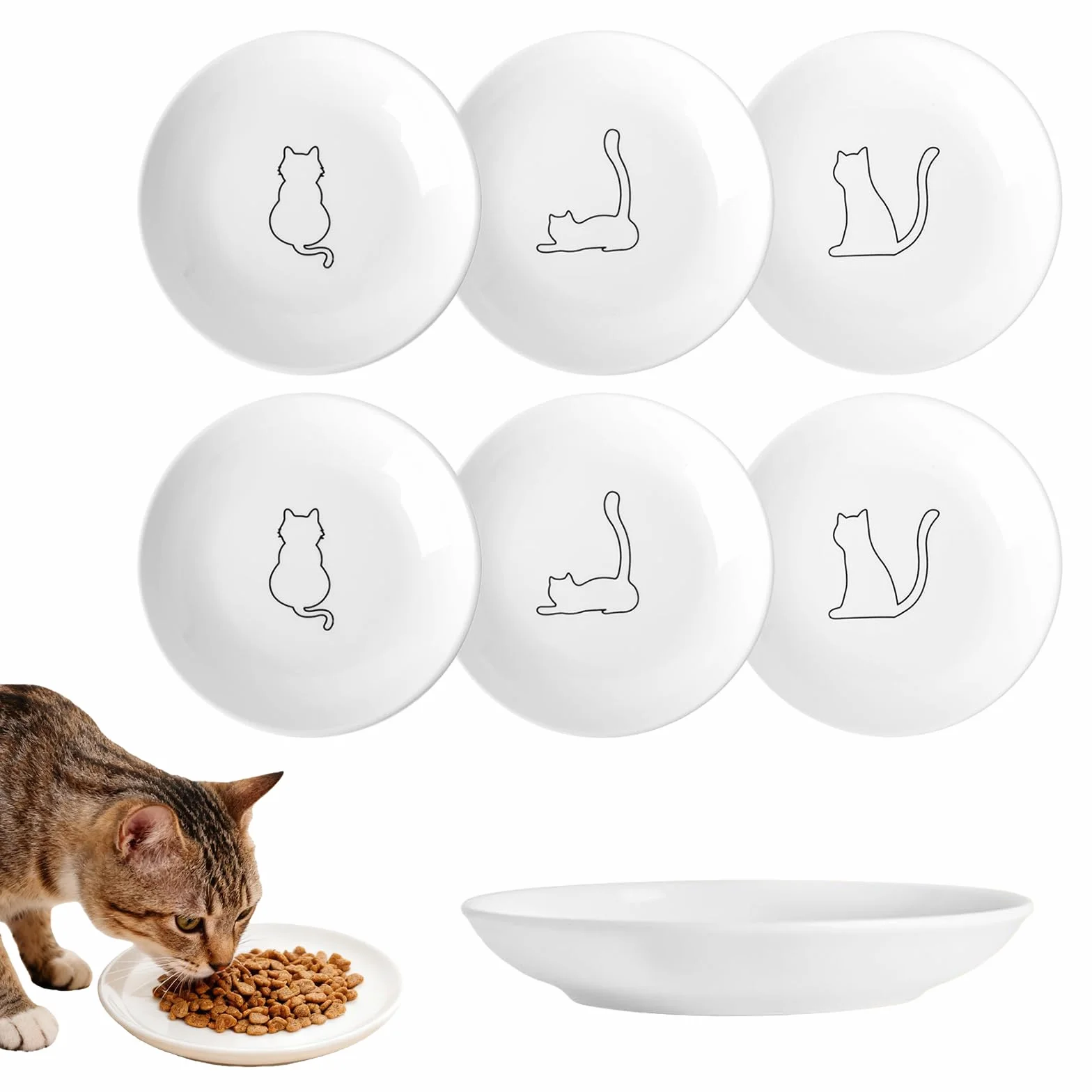 Ceramiczna miska dla kota Ø 15 cm, płaski design, biała