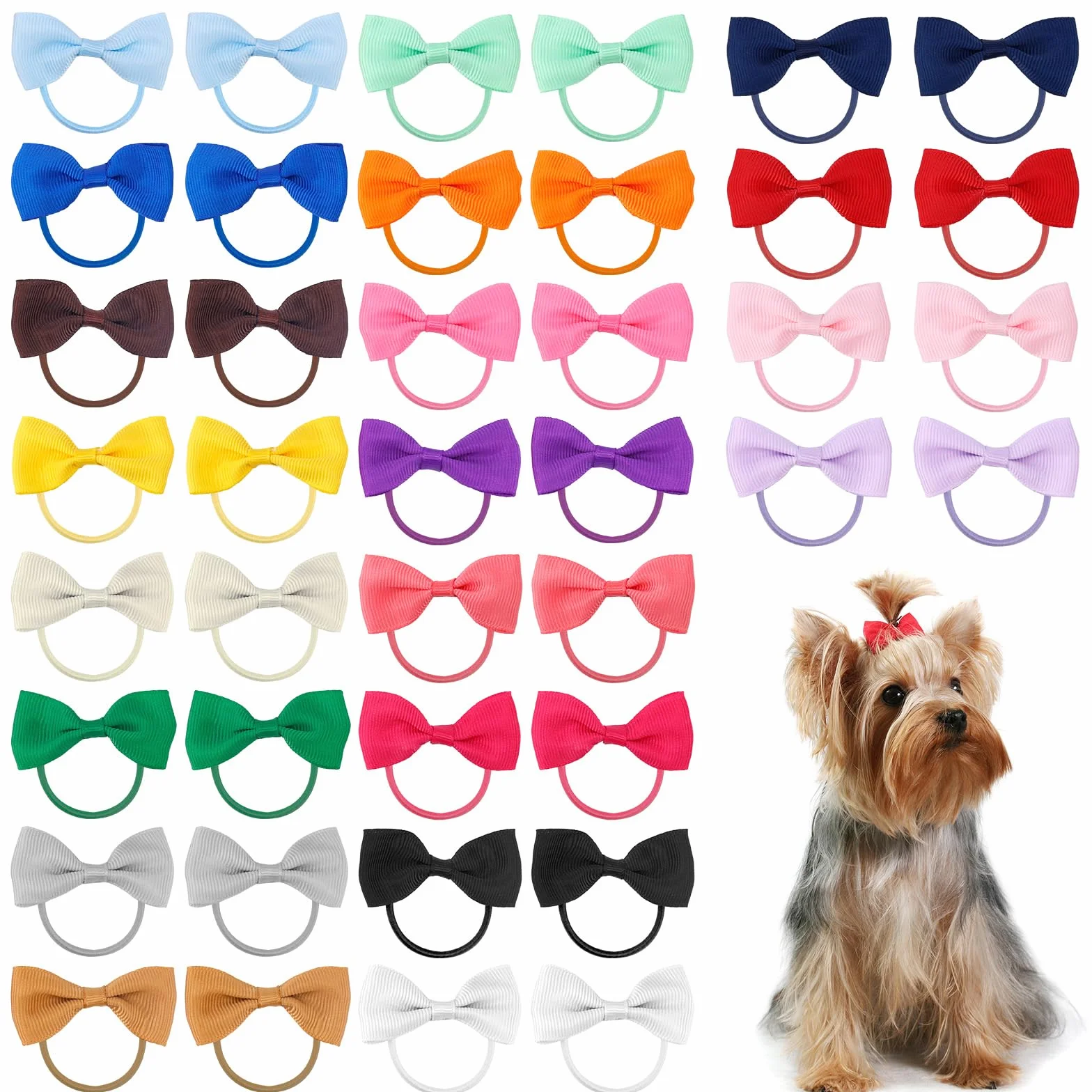 Fiocchi Capelli Piccoli Cuccioli Cane Poliestere Multicolore Elastici Accessori Toelettatura Cuccioli