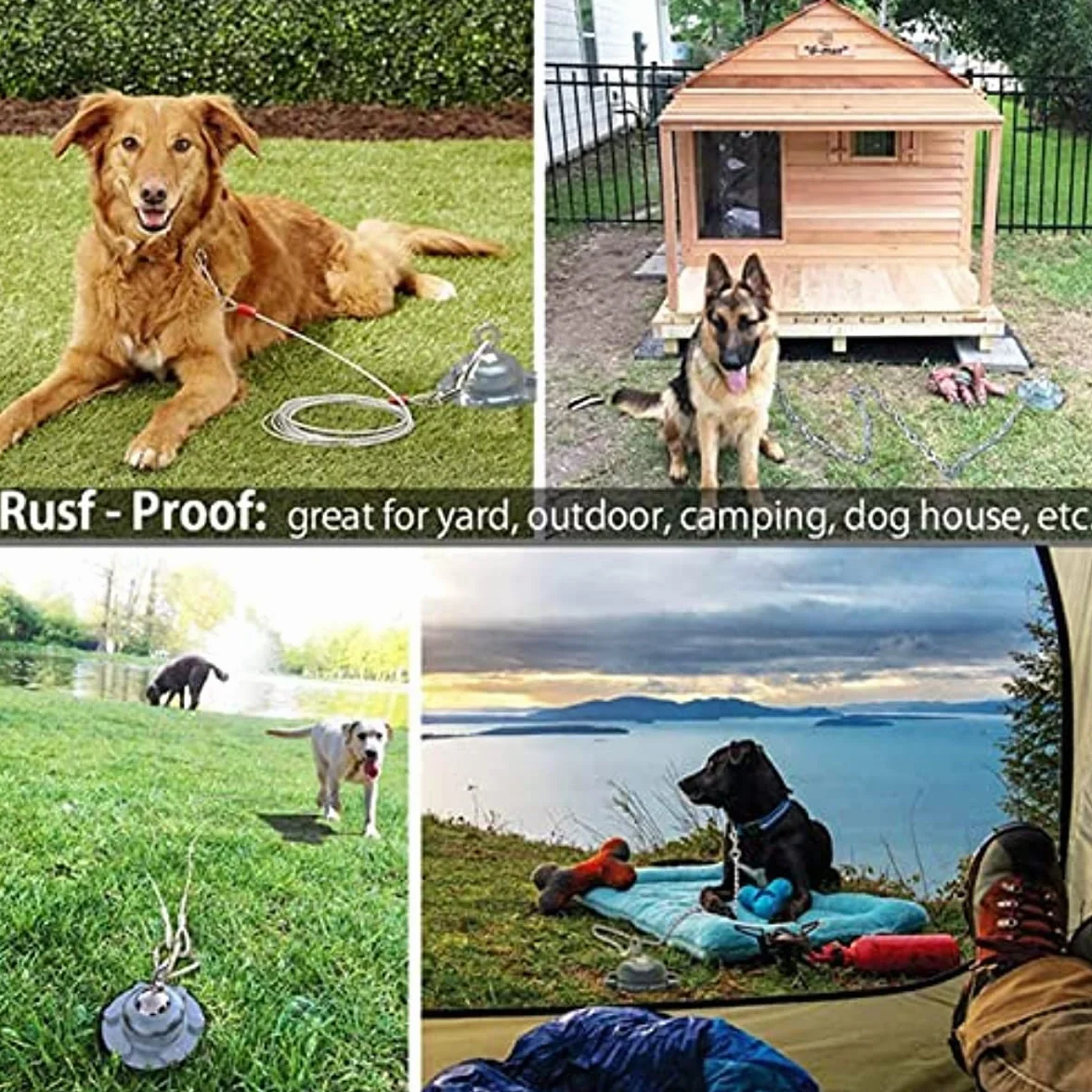 Gancio per cani girevole a 360°, resistente, resistente alla ruggine, per cani da 680,4 kg di forza di trazione, per cortile e campeggio all'aperto