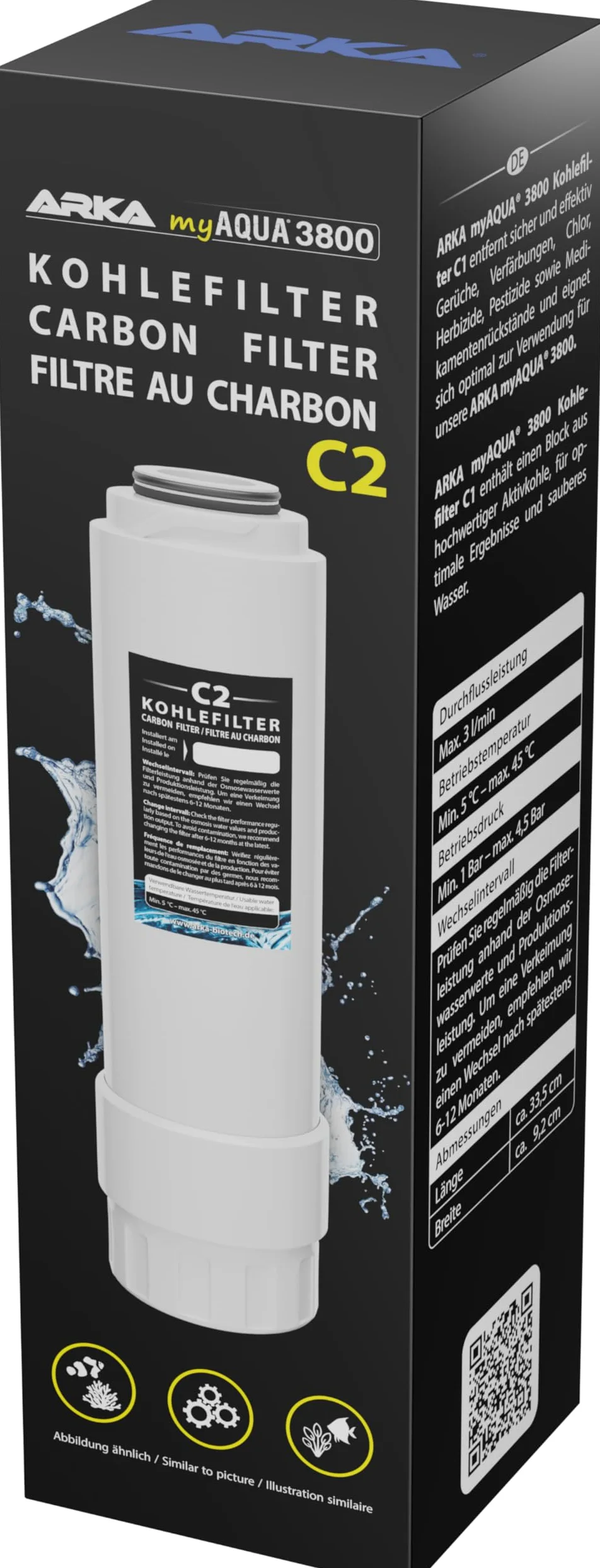 Filtro Carbone myAqua 3800 C2 - Post-Filtro Cocco Osmosi | Post-filtro a carbone di cocco, affina l'acqua di osmosi e riduce cloro, odori e residui
