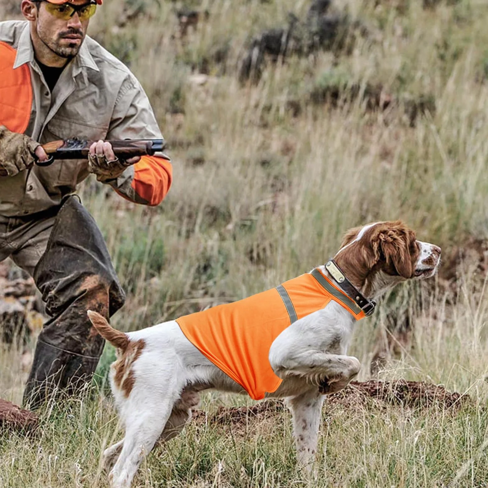 Gilet di sicurezza per cani - Gilet fluorescente traspirante per visibilità del cane, riflettente regolabile,Forniture per animali domestici comode e leggere per attività all'aperto, caccia, passeggia