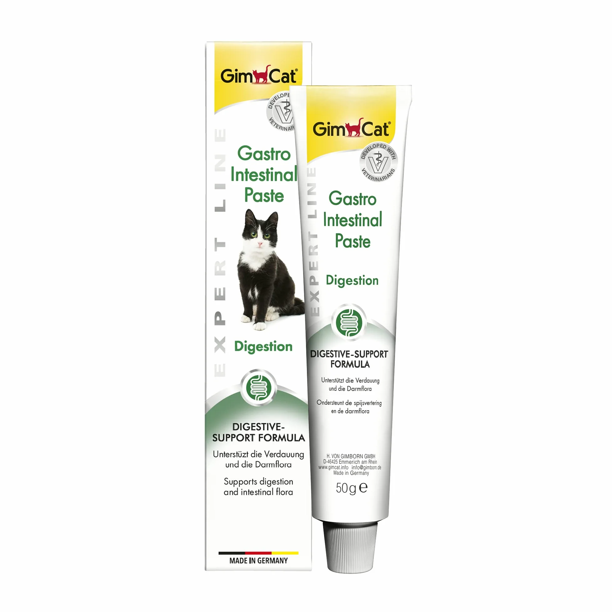 GimCat EXPERT LINE Gastro Intestinal Pasta, Snack per gatti funzionale che favorisce la digestione e l’equilibrio della flora intestinale, 1 tubetto, 1 x 50 g