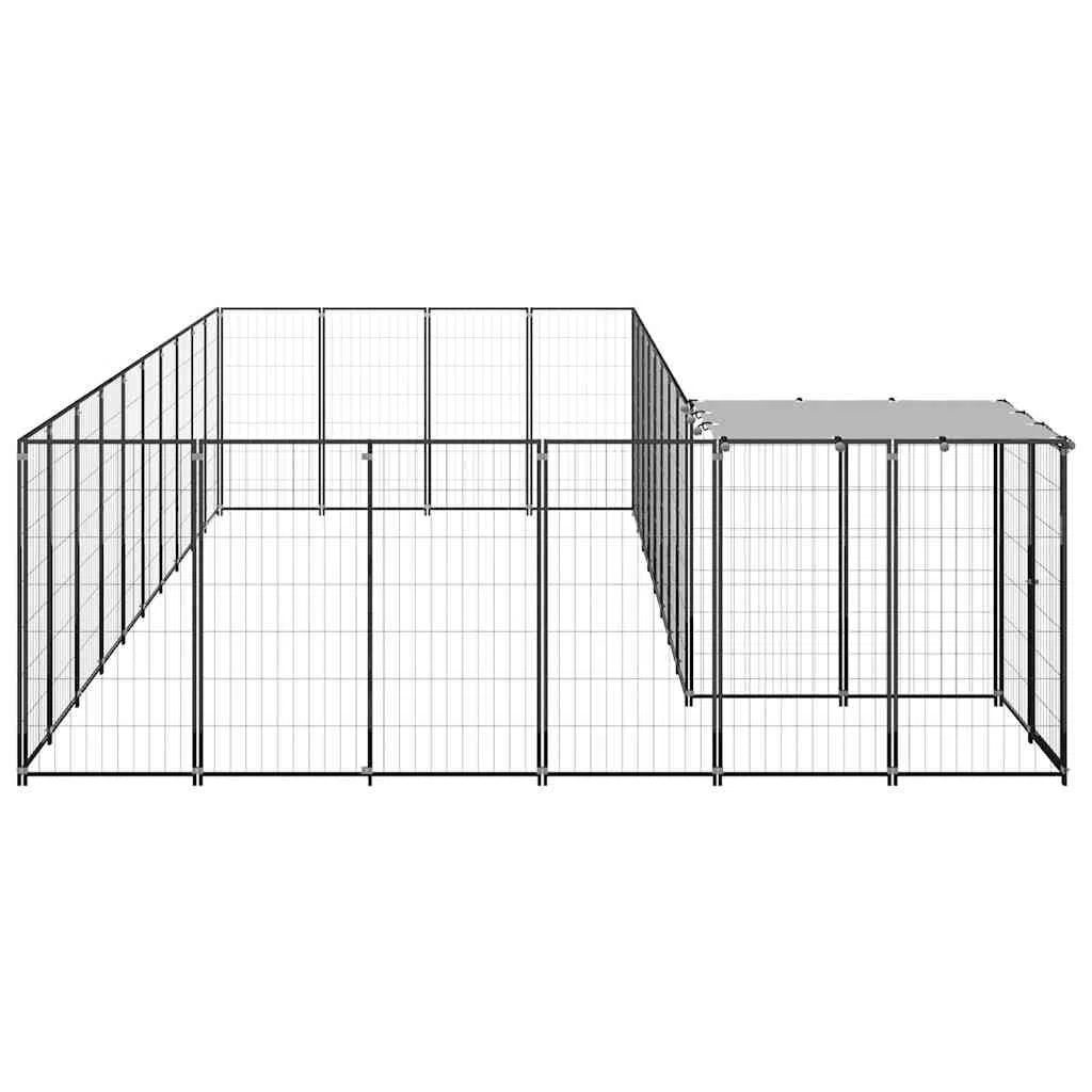 Cane cucciolo nero 19,36 m², robusto acciaio verniciato a polvere, 440 x 550 x 110 cm, grande recinto esterno per cane e cucciolo con tetto in polietilene