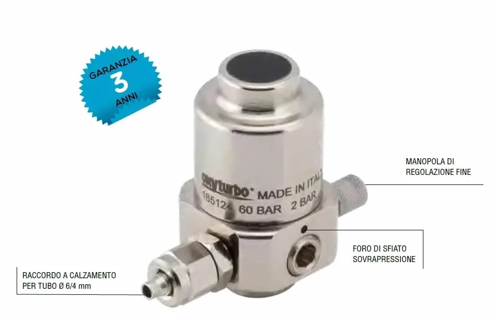 Kit impianto acquario: bombola CO2 1300 gr M10x1 con piedino + riduttore di pressione