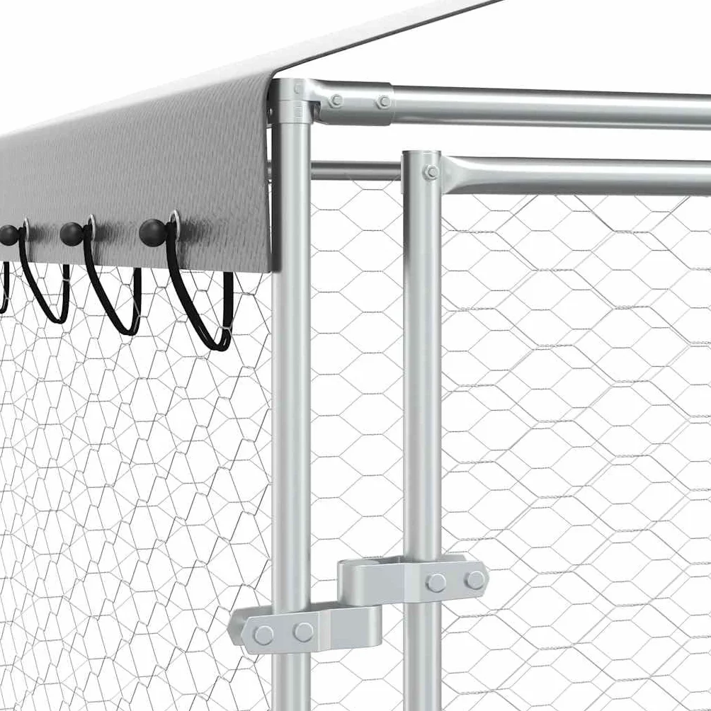vidaXL Cuccia Cani da Esterno Tetto Argento 3x3x2,5 m Acciaio Zincato