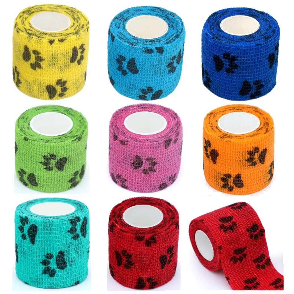 Benda autoadesiva a 8 volumi, autoadesiva, bendaggio per animali domestici, per cani e gatti, fasciatura autoadesiva