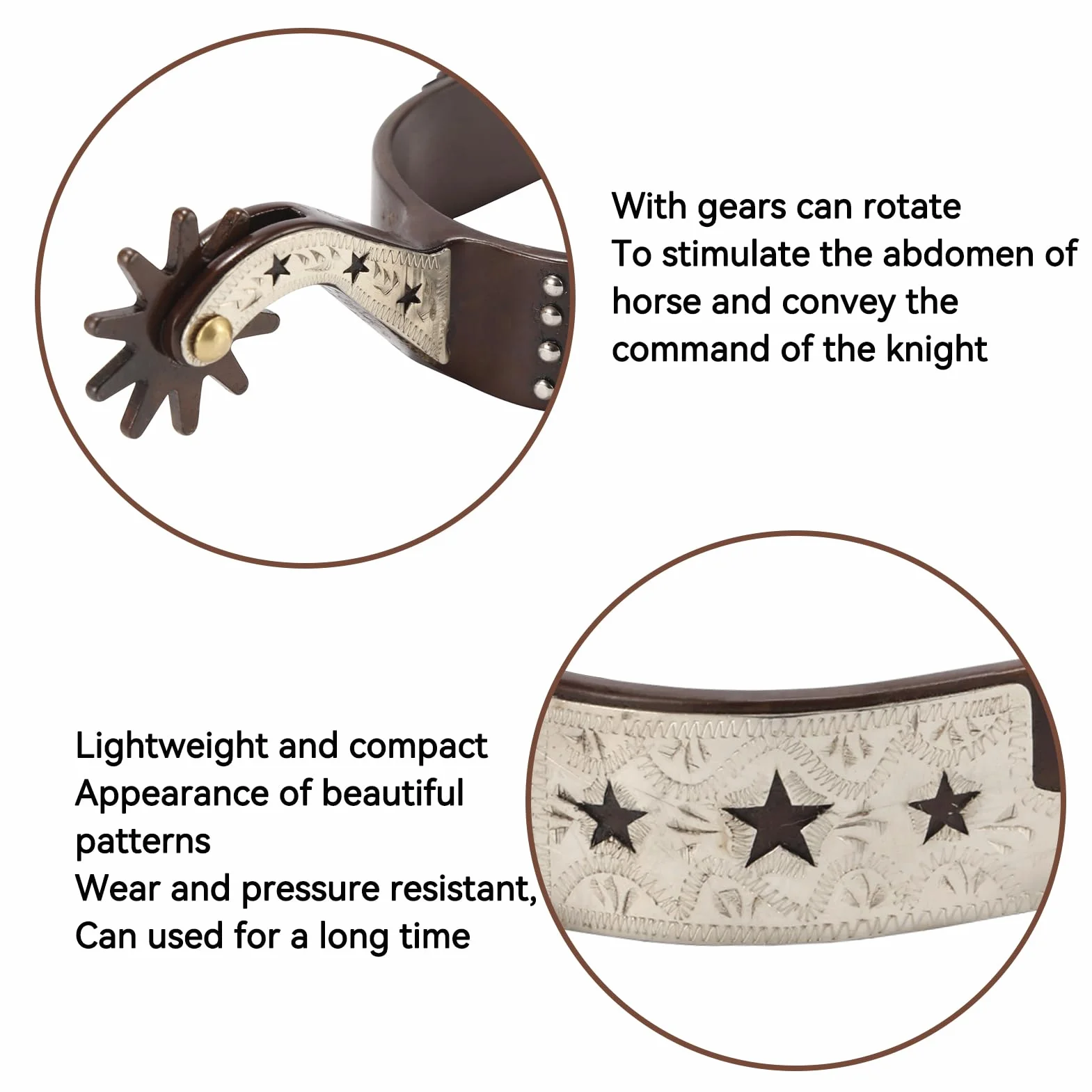 Speroni da Equitazione, 2 Pezzi Speroni Western da Cowboy Speroni da Cavallo in Acciaio Inossidabile Vintage con Ingranaggio Rotante per Cavalli, Pony, speroni da Equitazione antiruggine