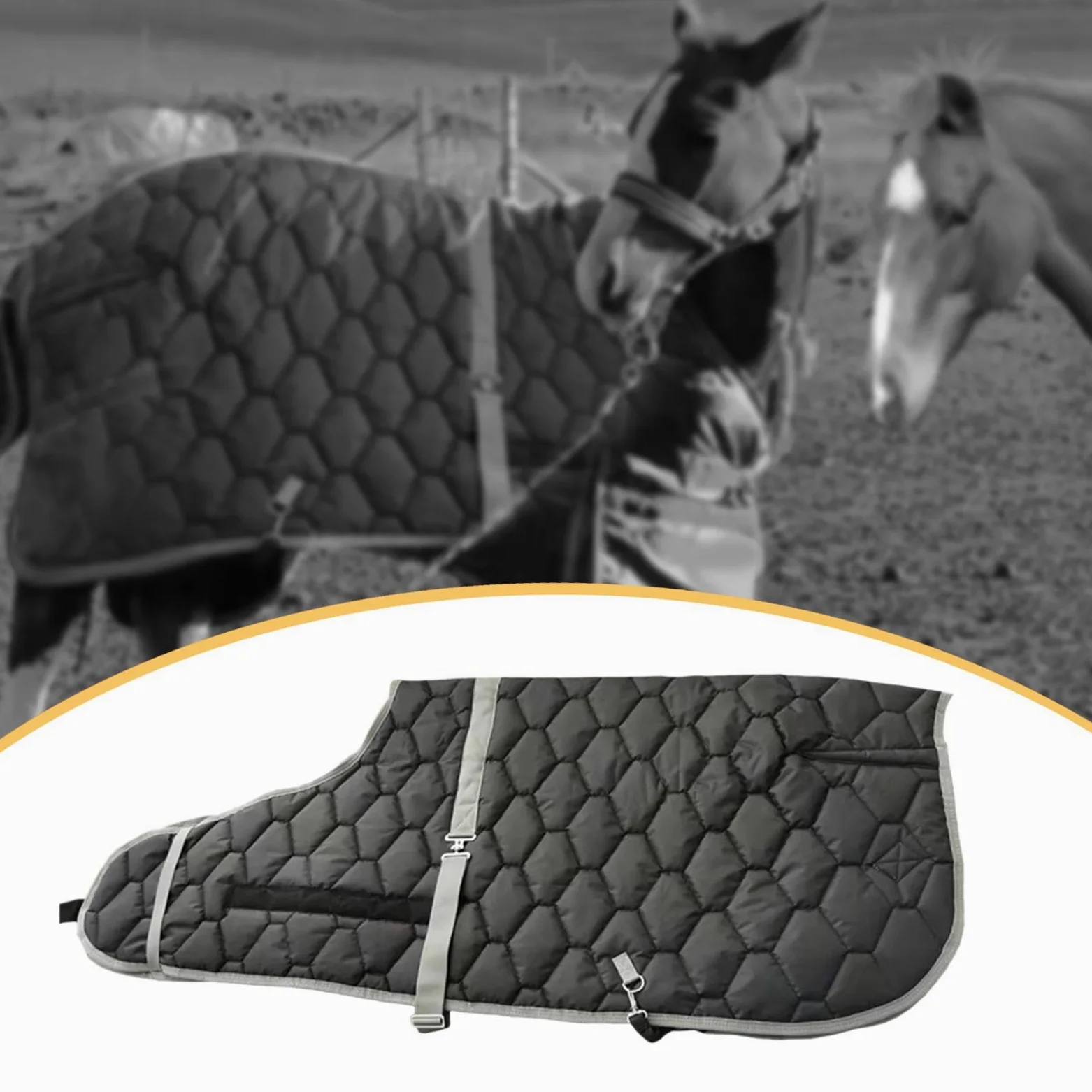 Coperta per Cavalli in Tessuto Oxford Resistente, Indumento Invernale Impermeabile, Lenzuolo da Equitazione Traspirante, Abbigliamento Caldo Adatto al, Nero 90cm