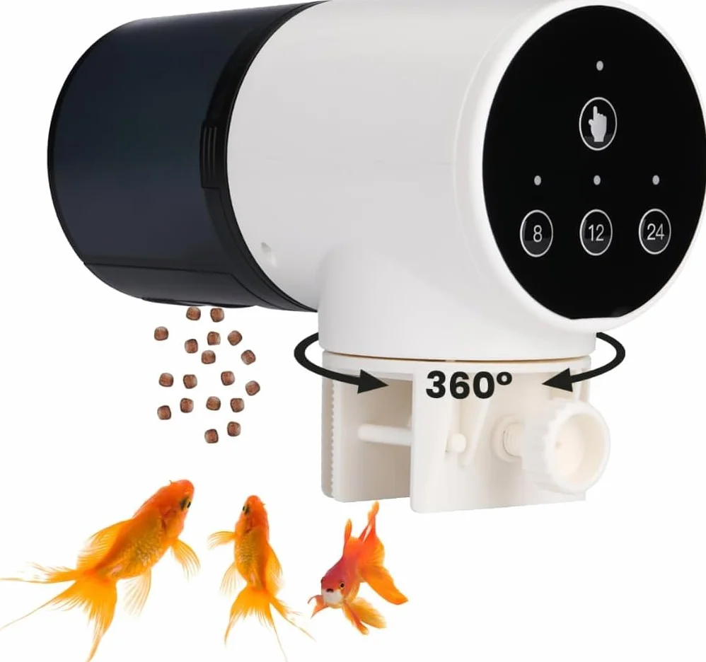Automatyczny podajnik karmy dla ryb 200 ml LCD programowalny 8H/12H/24H obrotowy 360°