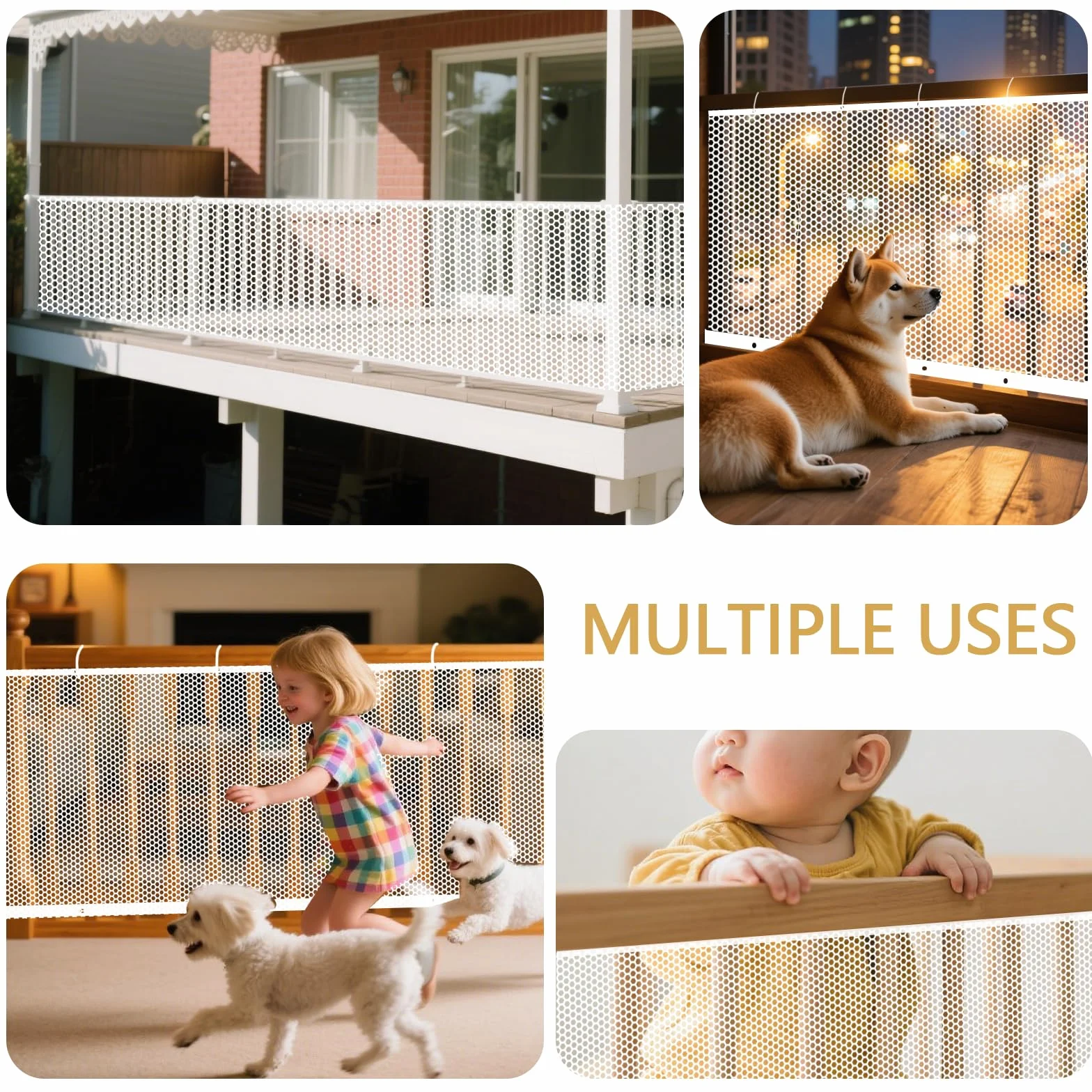 Rete di Sicurezza per Bambini Scale 6x0.9m Rete Protezione Gatti Balcone Rete per Balconi Esterni Bambino Regolabile Robusta Rete di Sicurezza Scale per Ringhiere,Giocattoli,Cani,Domestici